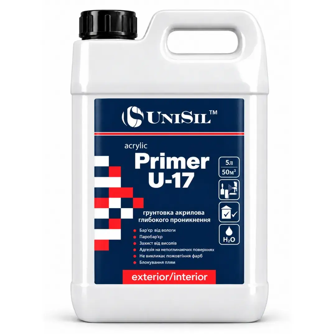 Ґрунтовка глибокопроникаюча Unisil acrylic primer U-17, TM "Unisil", 5 л - 430366
