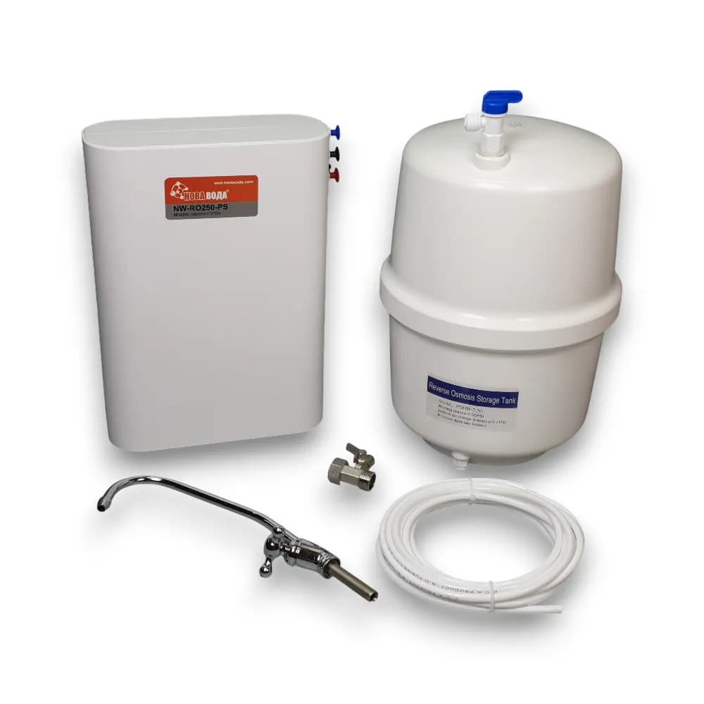 Система зворотного осмосу Нова Вода NW-RO250-PS (75GPD, slim, tank-2.2) - 347049083