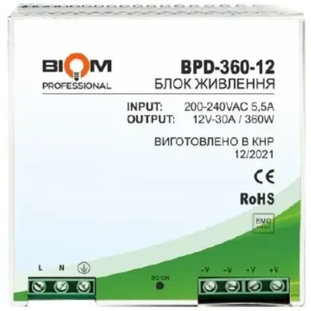 Блок питания на DIN-рейку BPD-360Вт Biom Professional 12v 30A - 192320443