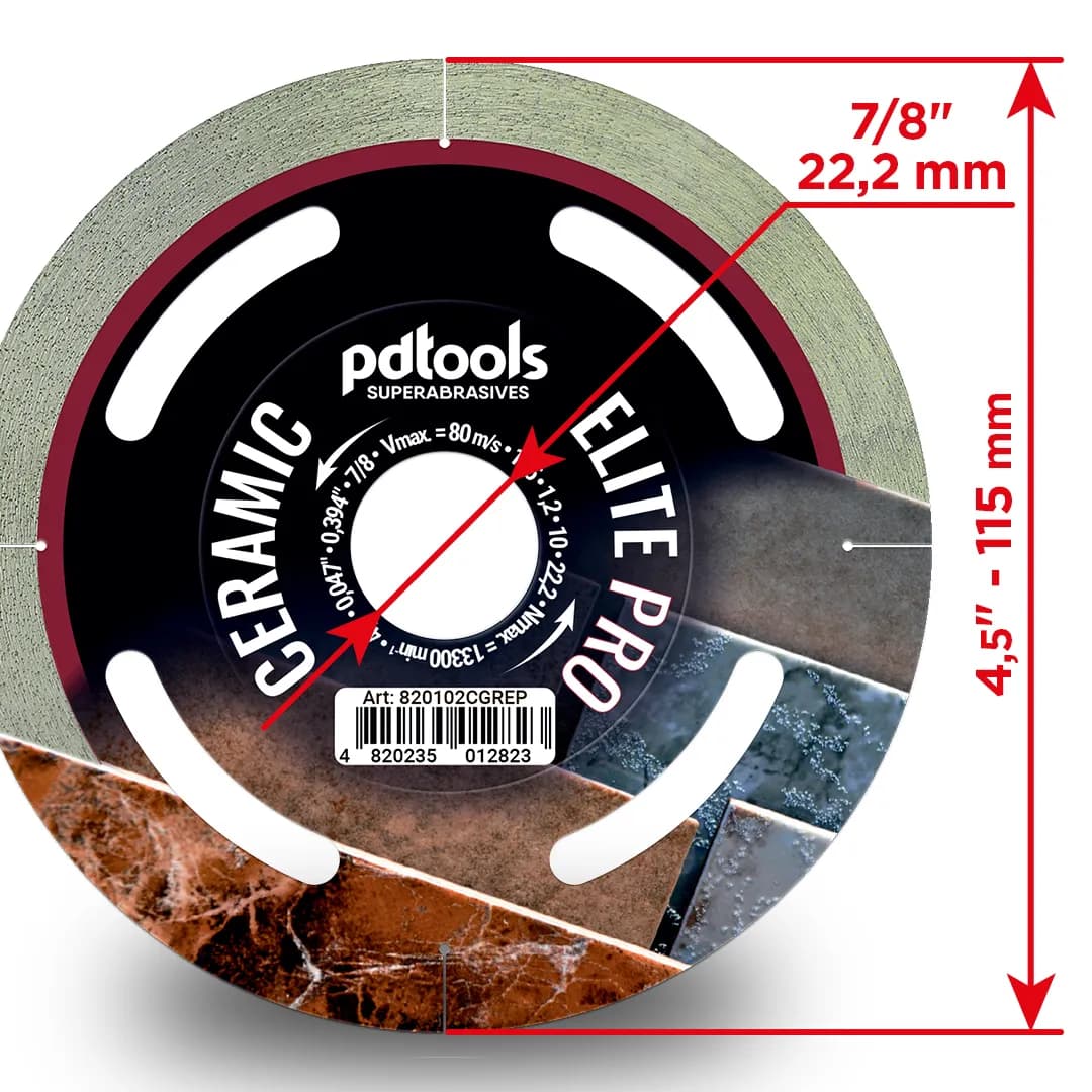 Круг алмазний PDTools 115 1,2 10 22,2 CERAMIC ELITE PRO - 089280961