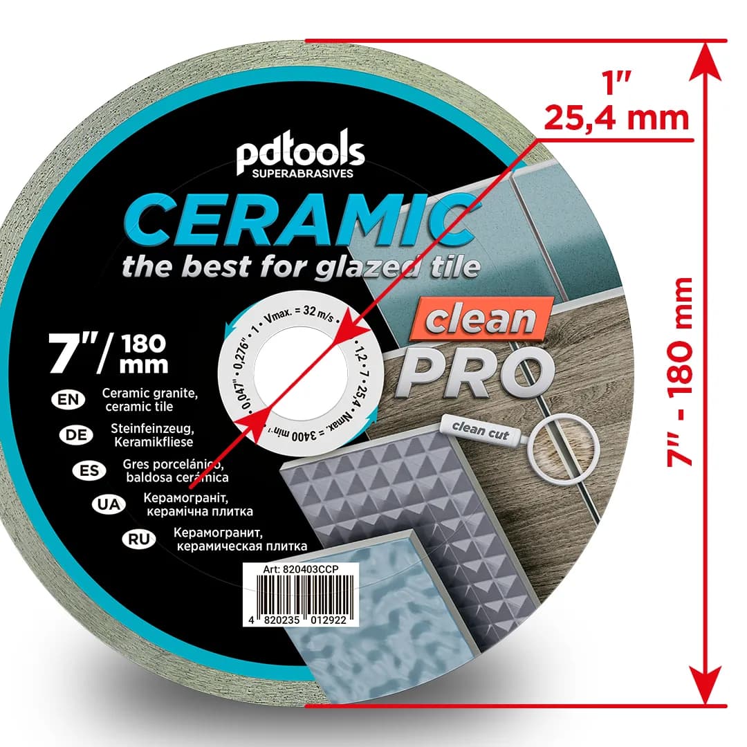 Круг алмазний PDTools 180 1,2 7 25,4 СERAMIC CLEAN PRO - 854327336