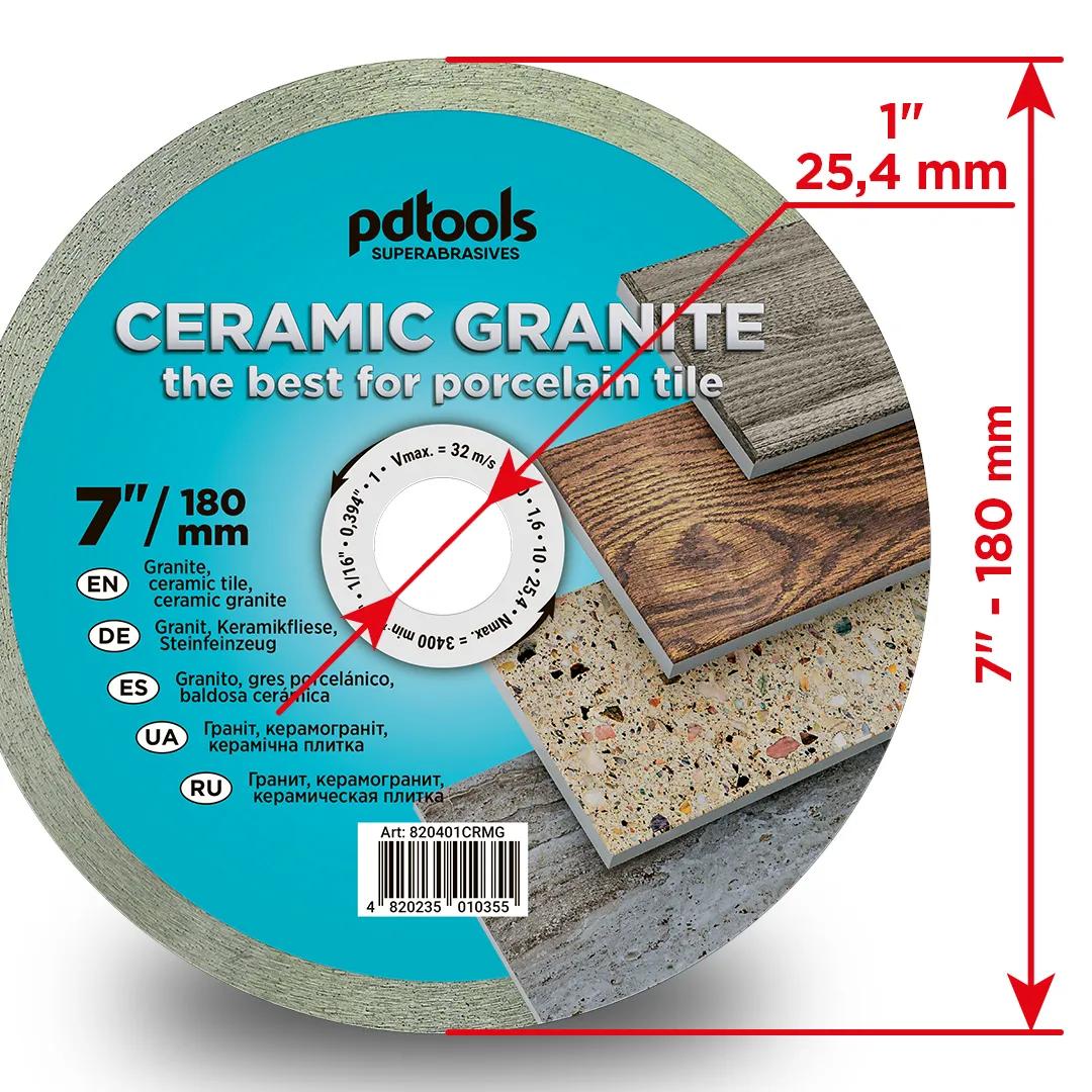 Круг алмазний PDTools 180 1,6 10 25,4 СERAMIC GRANITE - 120050