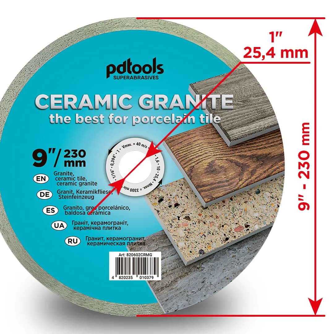 Круг алмазний PDTools 230 1,6 10 25,4 СERAMIC GRANITE - 049733048