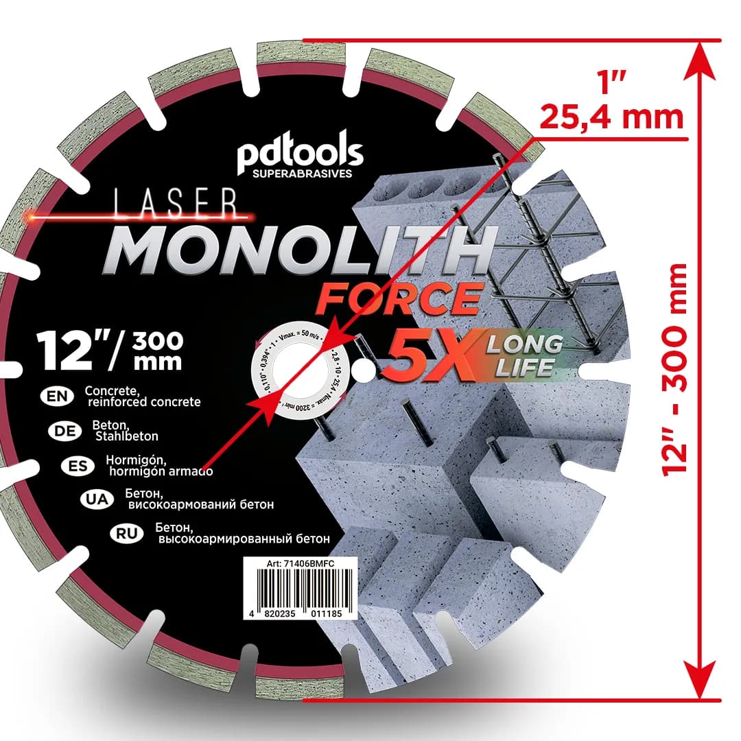 Круг алмазний PDTools 300 2.8 10 25.4 MONOLITH FORCE - 042571217