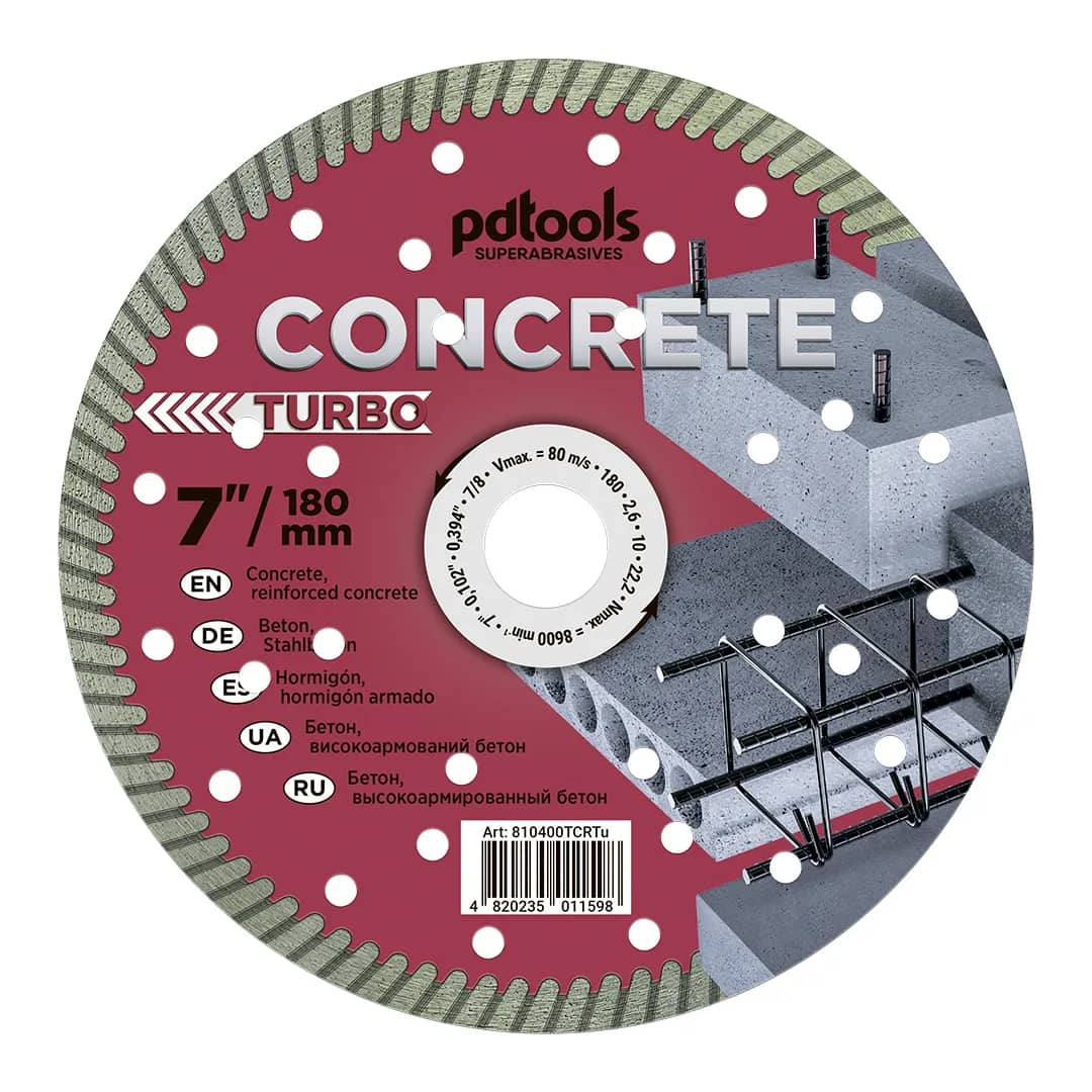 Круг алмазний PDTools 180 2,6 10 22,2 TURBO CONCRETE - 046977385