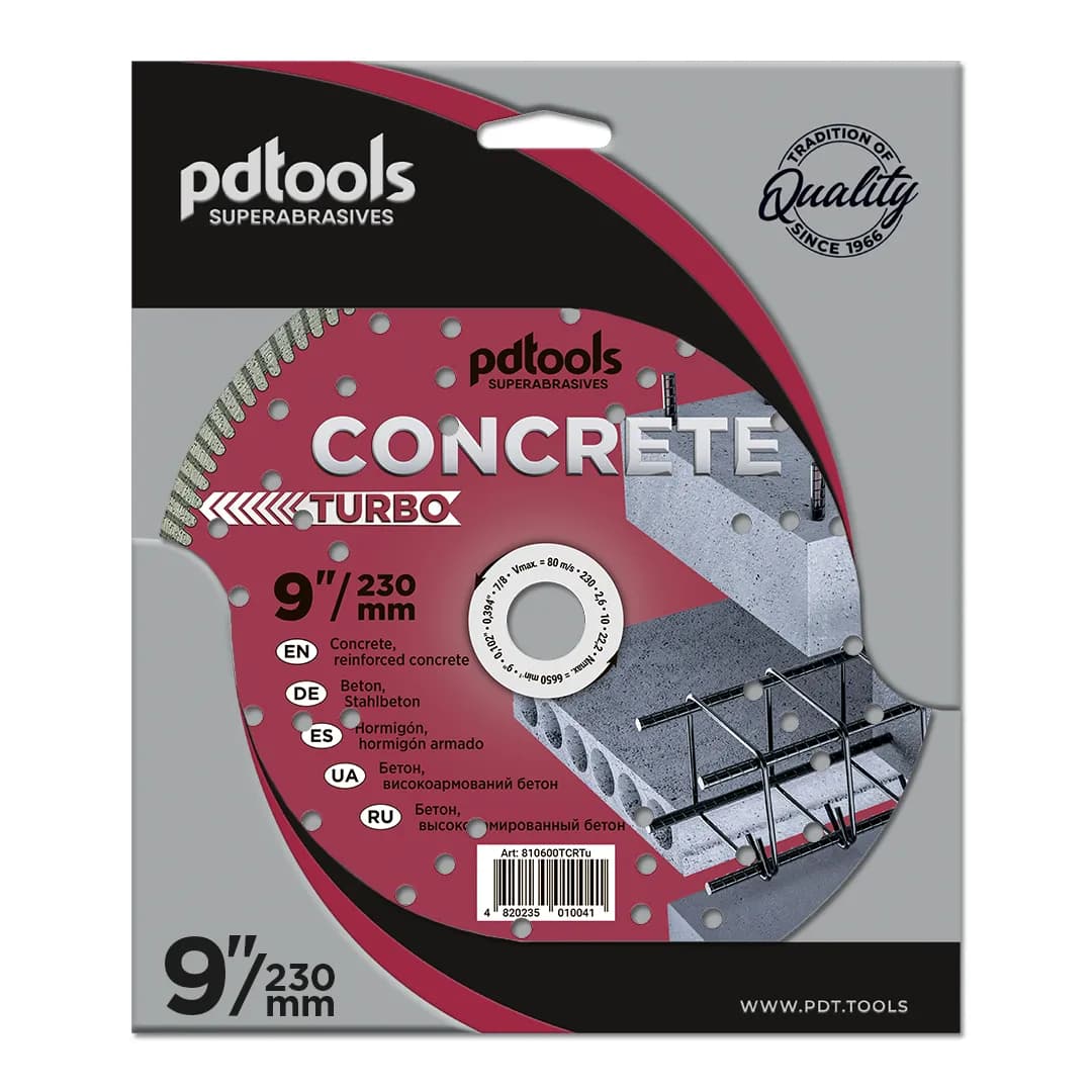 Круг алмазний PDTools 230 2,6 10 22,2 TURBO CONCRETE - 424294449