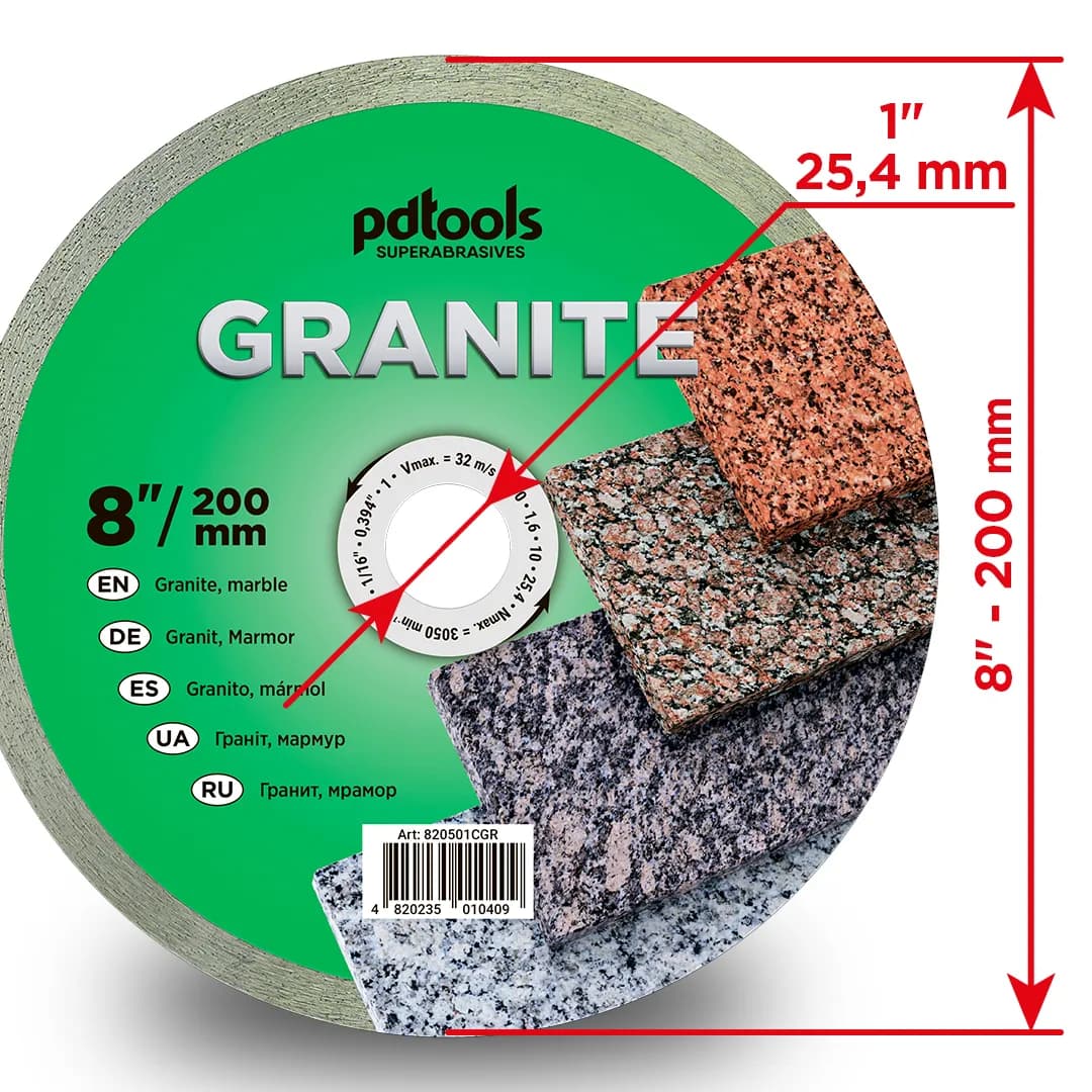 Круг алмазний PDTools 200 1,6 10 25,4 GRANITE - 820160115