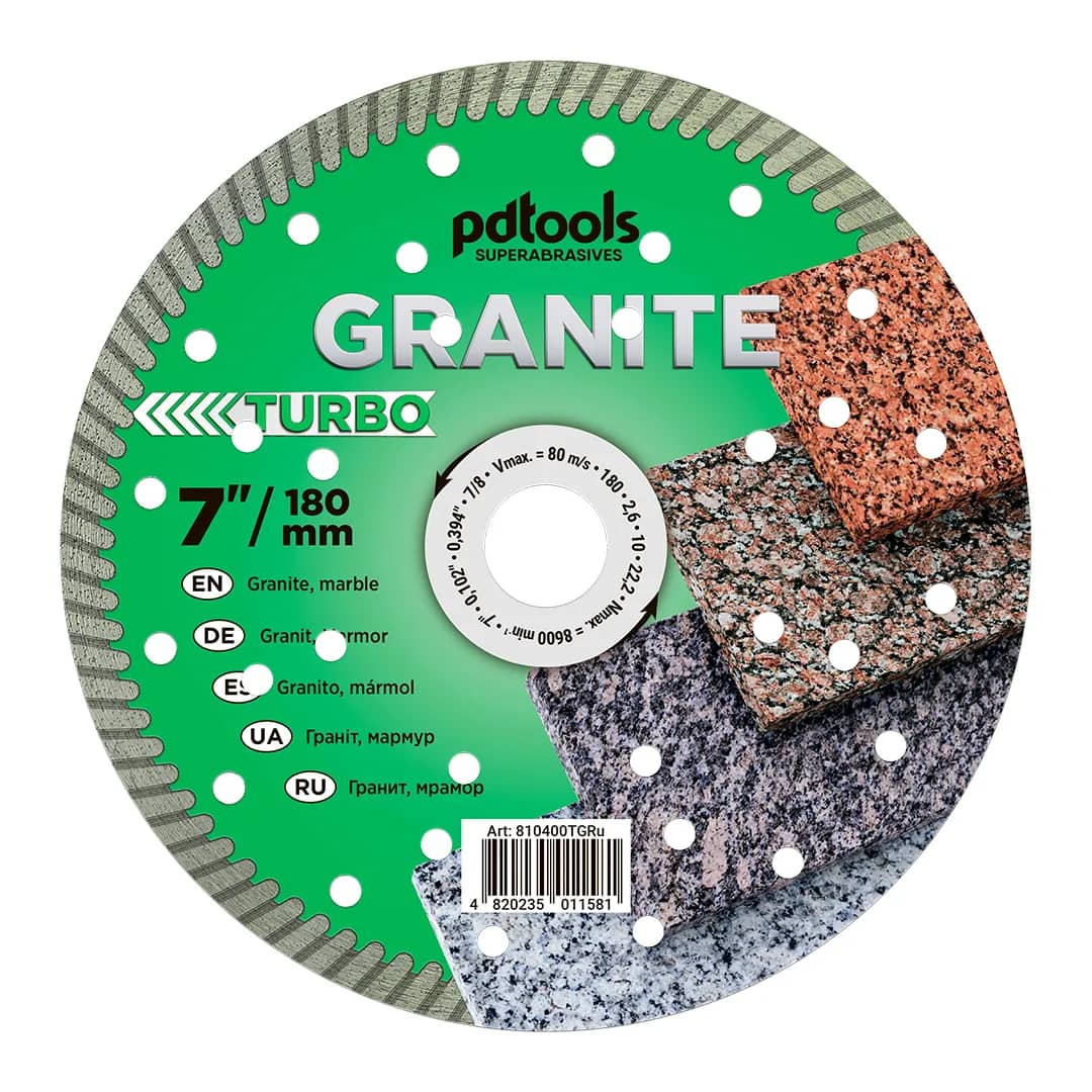 Круг алмазний PDTools 180 2,6 10 22,2 TURBO GRANITE - 789892622