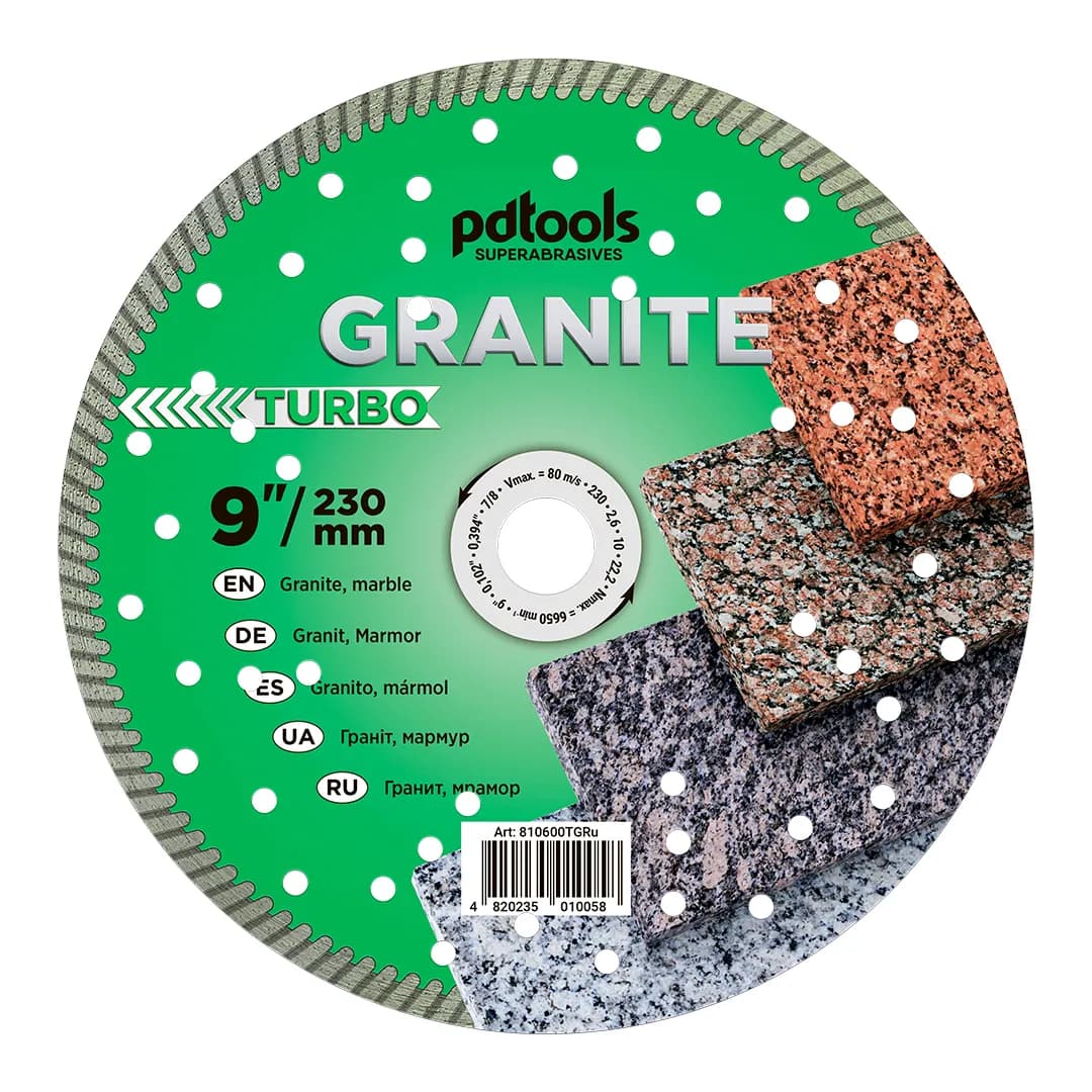 Круг алмазний PDTools 230 2,6 10 22,2 TURBO GRANITE - 446834706