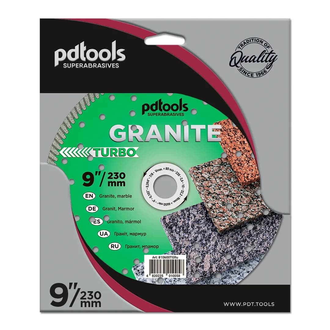 Круг алмазний PDTools 230 2,6 10 22,2 TURBO GRANITE - 446834706