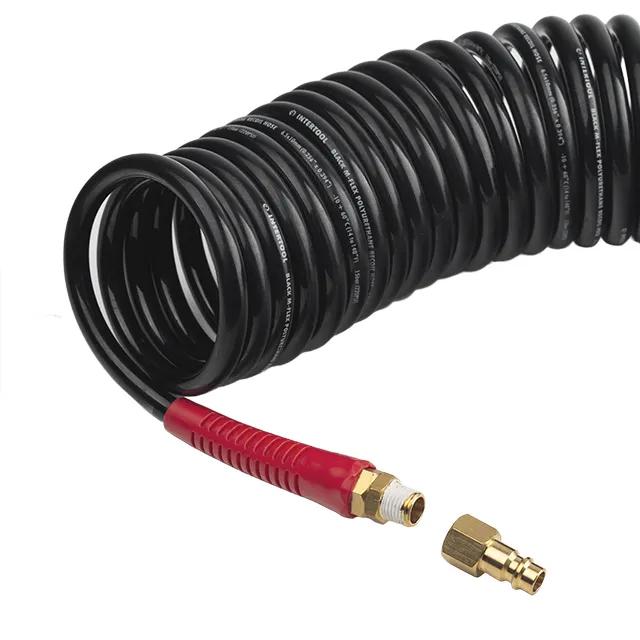 Шланг BLACK M-Flex 6,5×10 мм, 15 м, спиральный полиуретановый, с поворотным шарниром, латунными быстроразъемными соединениями, STORM - 121288