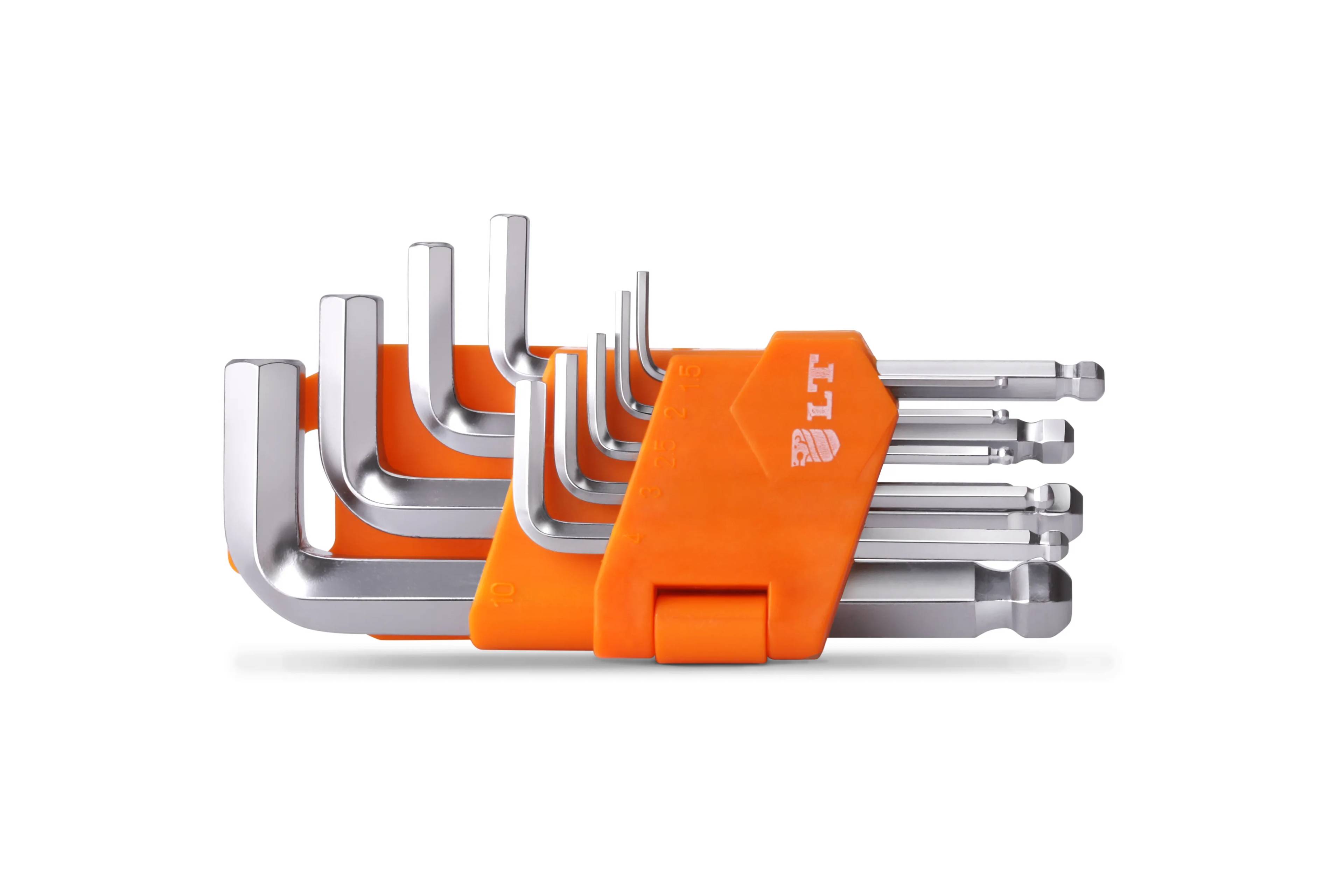 Набор удлиненных Г-образных шестигранных ключей LT с полусферической головкой 9 шт. СRV 1,5-10,0 мм - 121570
