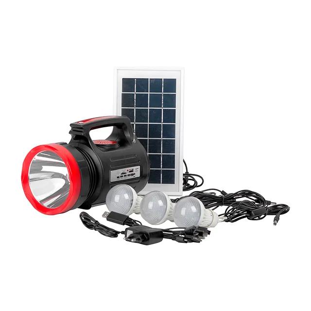 Ліхтар акумуляторний 1 LED 5 Вт + 22 SMD, 6 функцій, сонячна панель, 3 виносні LED-лампи (кабель 3 м), радіо, заряджання гаджетів, слот microSD - 125531