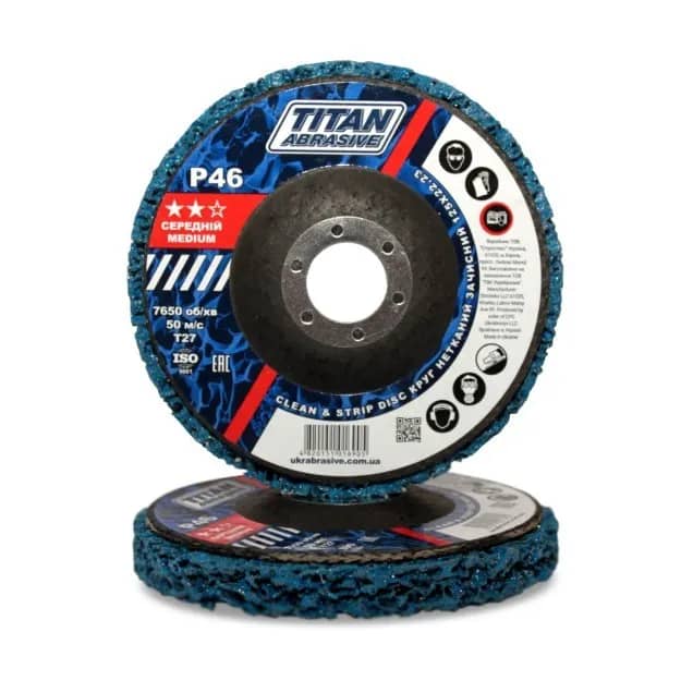 Круг нетканый зачистной коралл TITAN ABRASIVE 125*22.23 (P46) T27 ** середній/ голубой/medium (упаковка 20 шт.) - 129145