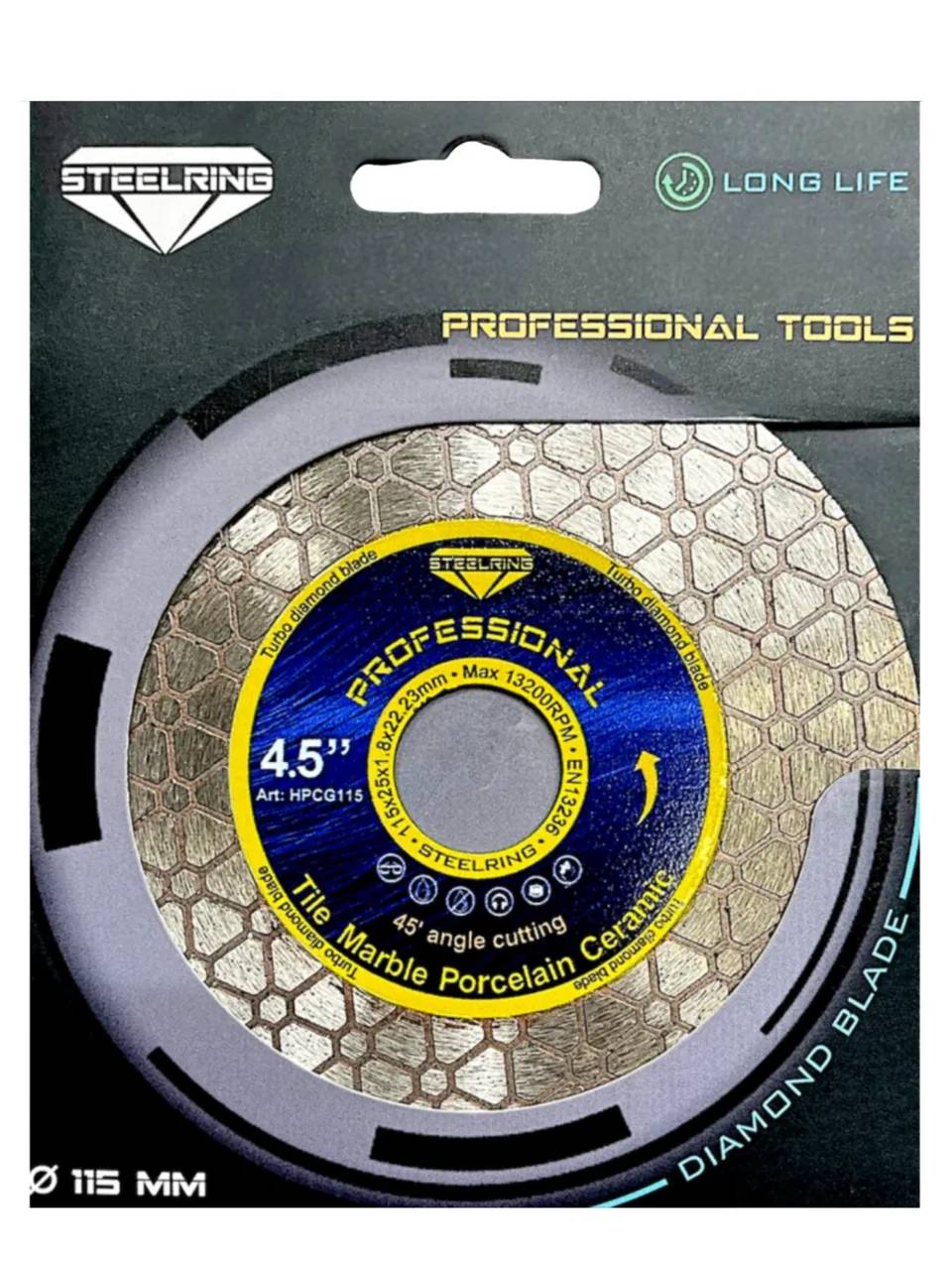 Диск алмазний для різу під 45° Steelring PROFESSIONAL 115×1.8 мм (HPCG115) - 129151