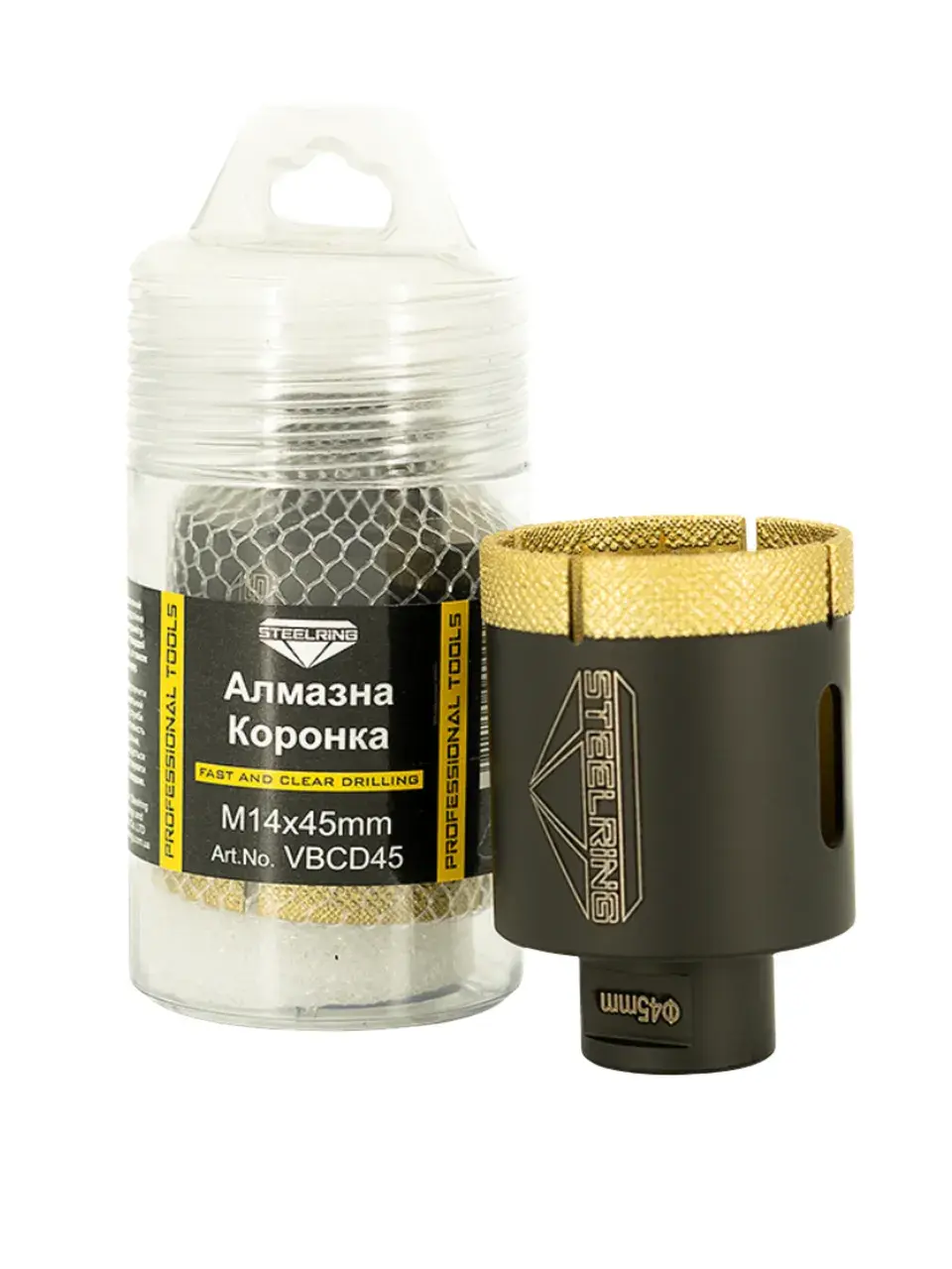 Алмазна коронка під болгарку Steelring Black M14 45 мм (VBCD45) - 129219