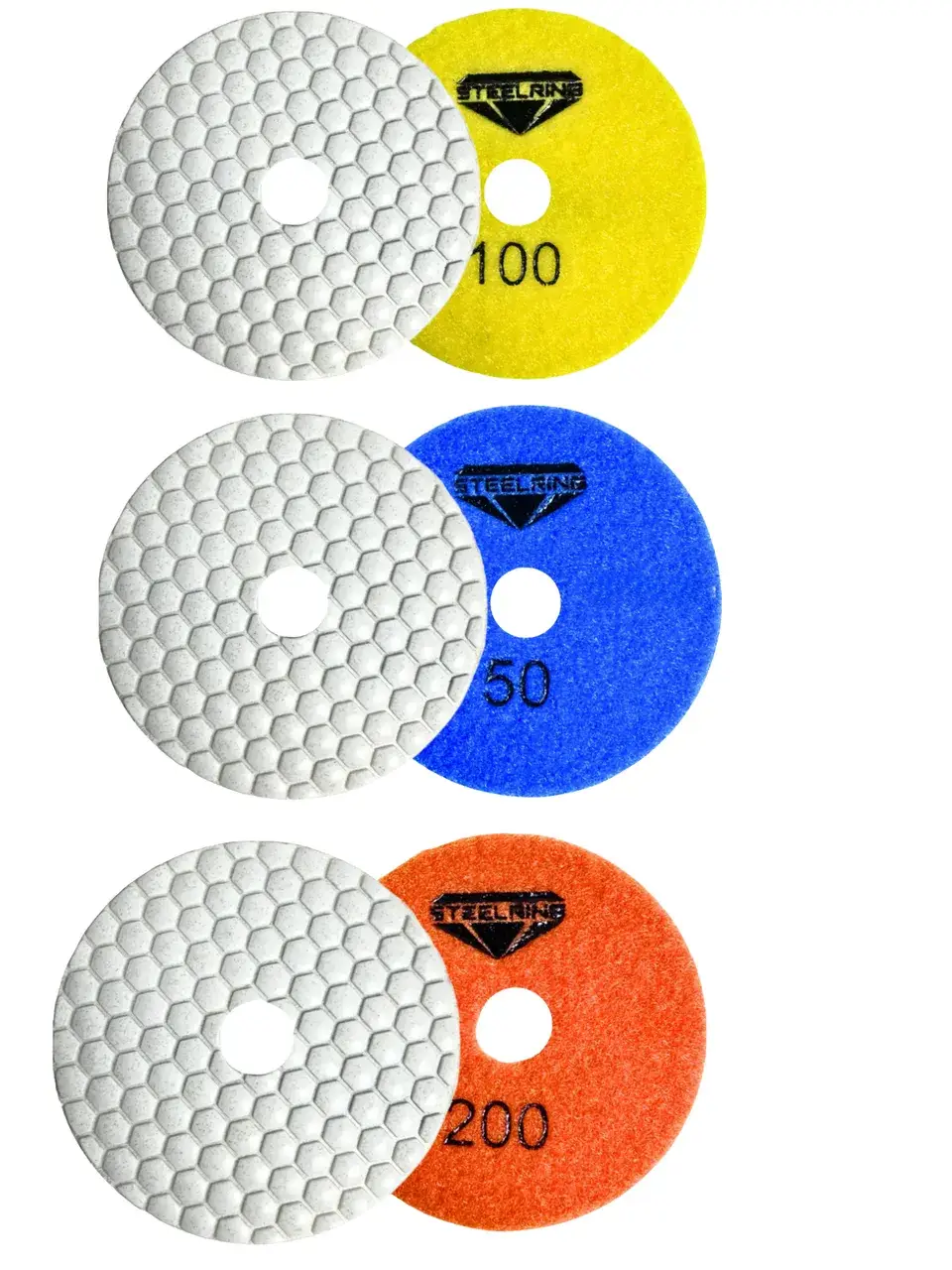 Комплект алмазних шліфувальних дисків STEELRING 100 мм №50, 100, 200 (DUDPKOM) - 129486