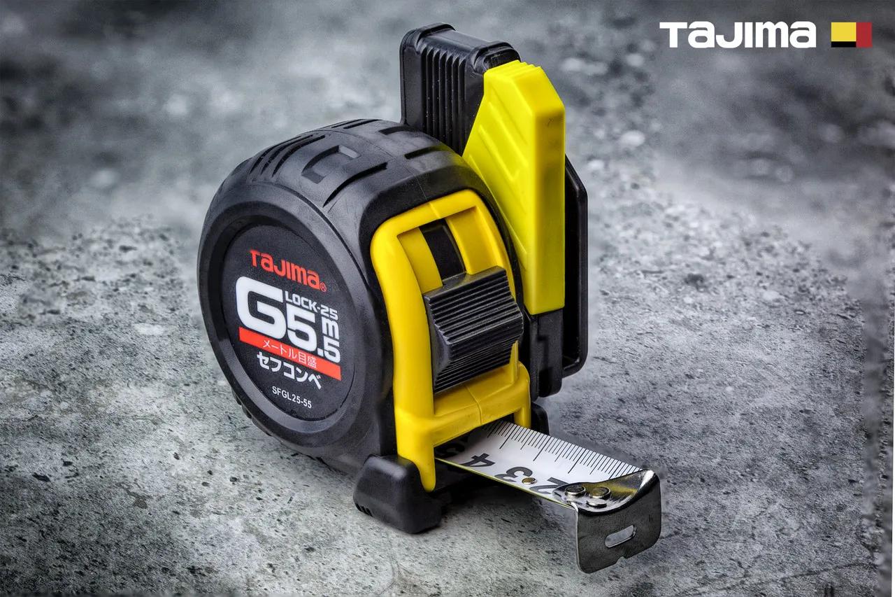Рулетка будівельна 5,5м х 25мм TAJIMA (Японія) G LOCK ударостійка з тримачем на пояс - 131940