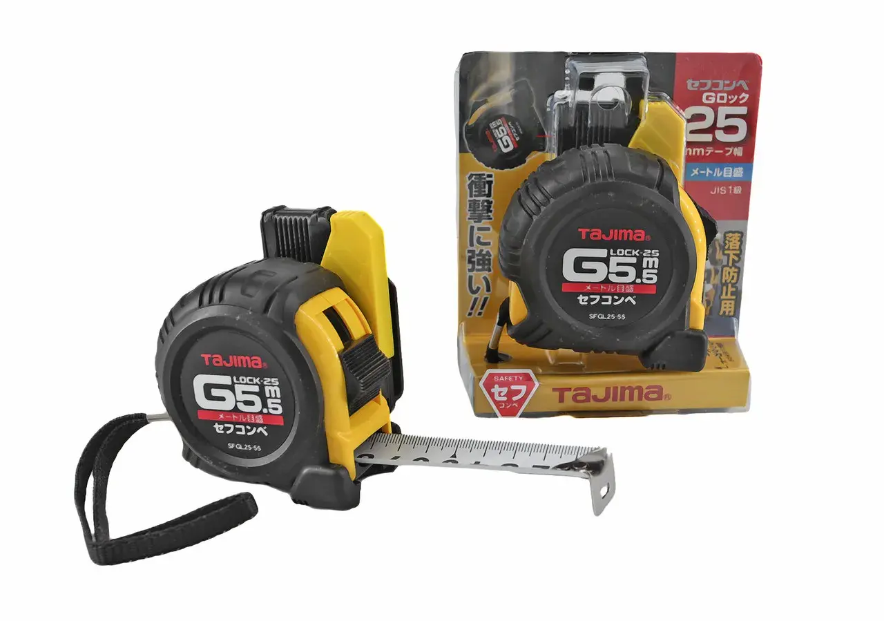 Рулетка будівельна 5,5м х 25мм TAJIMA (Японія) G LOCK ударостійка з тримачем на пояс - 131947