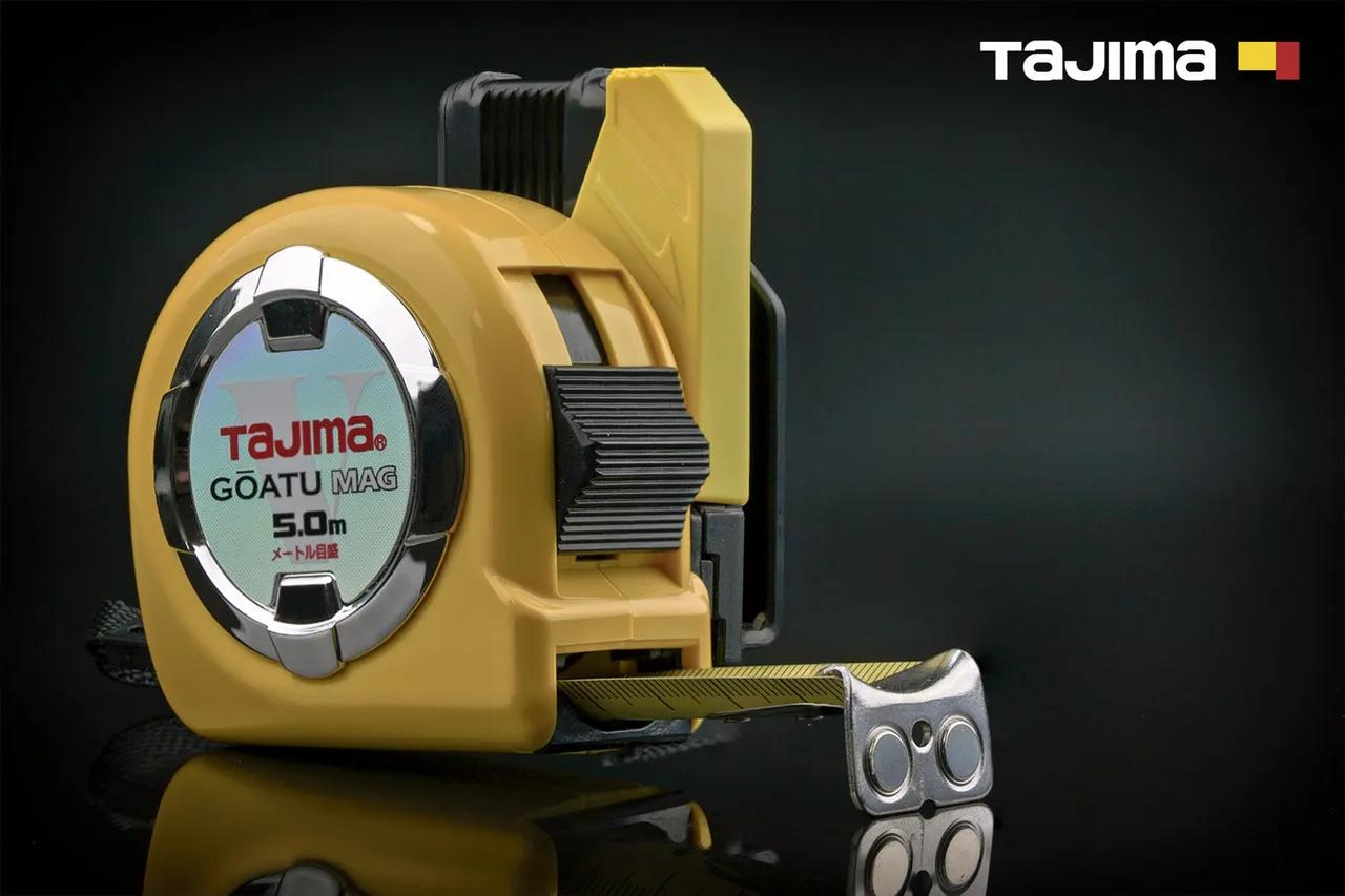 Рулетка будівельна 5м х 25мм TAJIMA (Японія) GOATU HI LOCK посилена стрічка магнітна з тримачем на пояс - 131957
