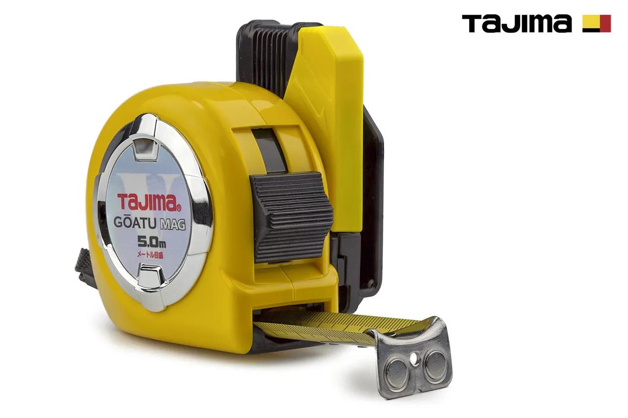 Рулетка будівельна 5м х 25мм TAJIMA (Японія) GOATU HI LOCK посилена стрічка магнітна з тримачем на пояс - 131959