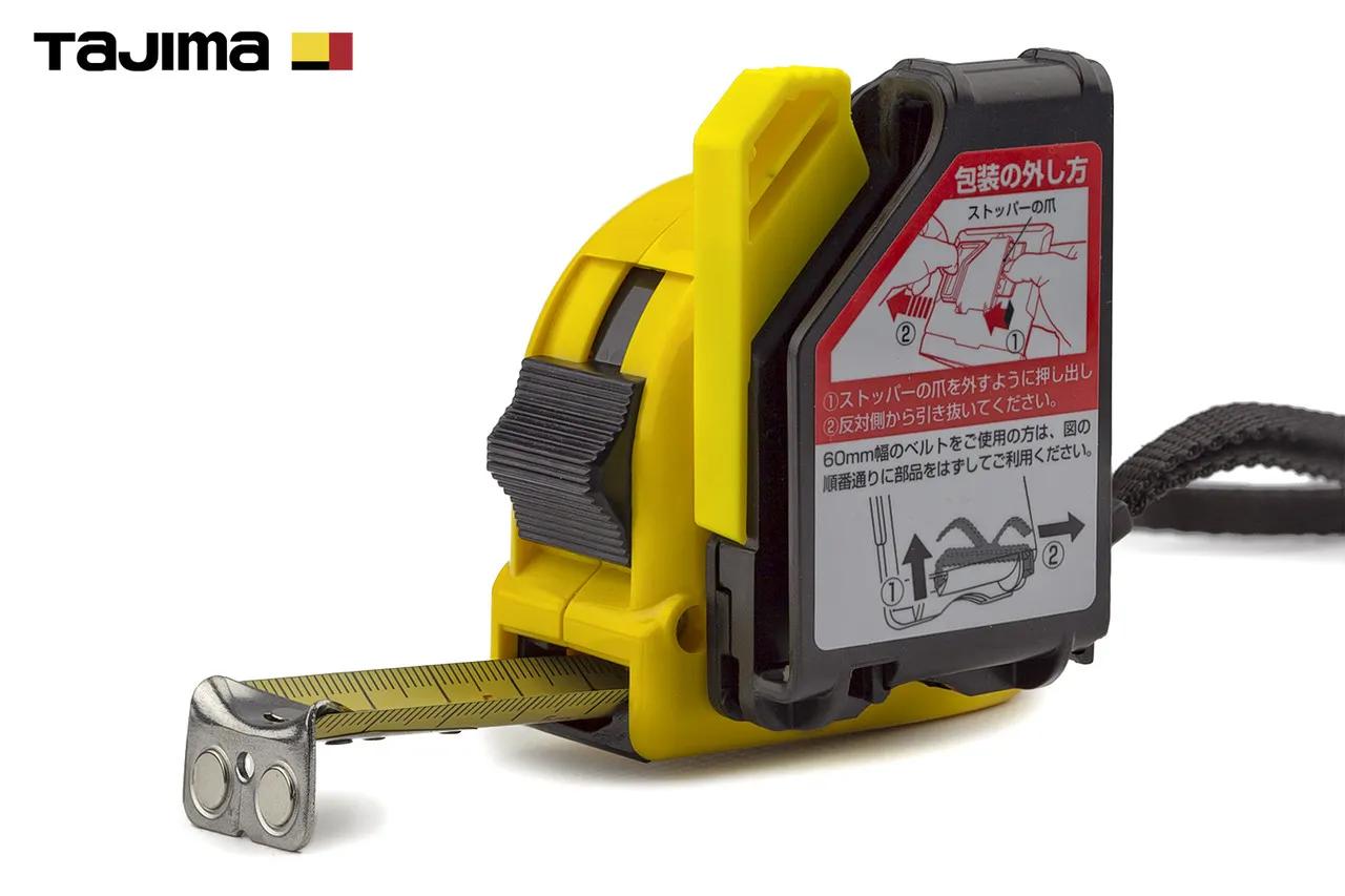 Рулетка будівельна 5м х 25мм TAJIMA (Японія) GOATU HI LOCK посилена стрічка магнітна з тримачем на пояс - 131960