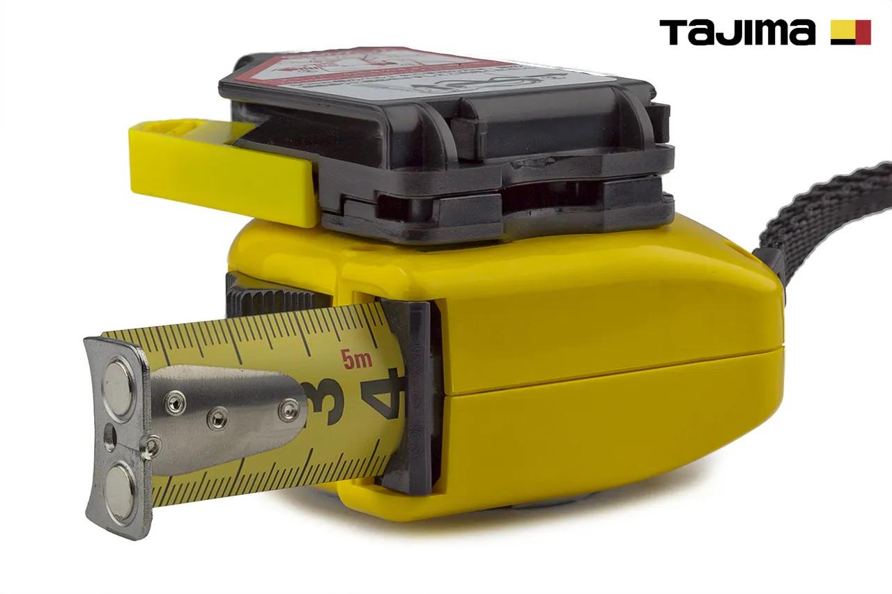 Рулетка будівельна 5м х 25мм TAJIMA (Японія) GOATU HI LOCK посилена стрічка магнітна з тримачем на пояс - 131961