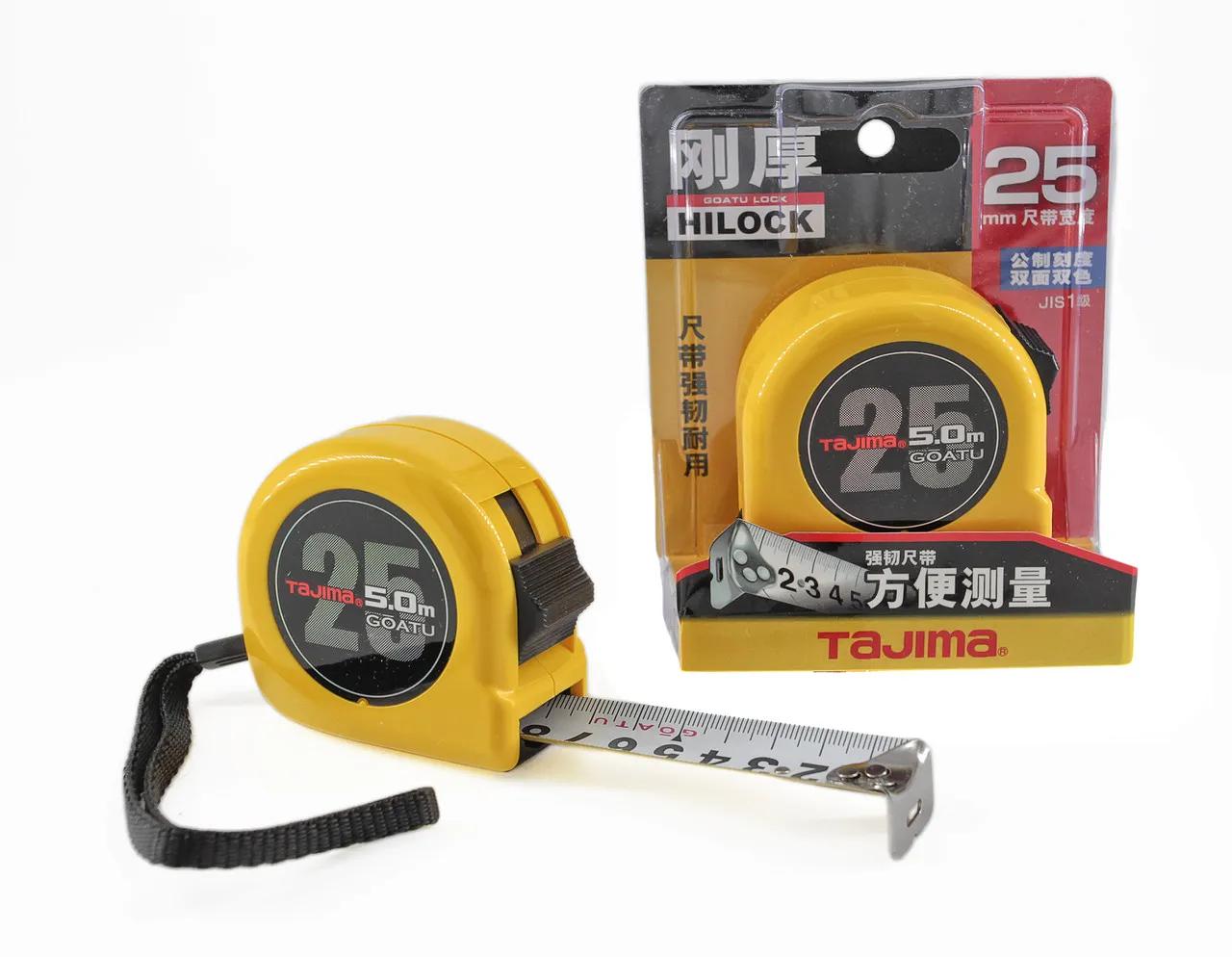 Рулетка строительная 5м х 25мм TAJIMA (Япония) GOATU HI LOCK усиленная лента - 132005