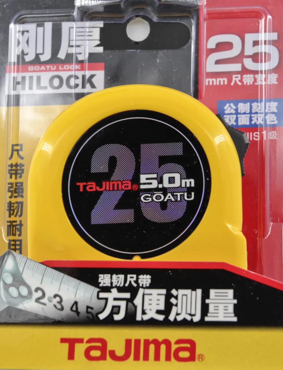 Рулетка строительная 5м х 25мм TAJIMA (Япония) GOATU HI LOCK усиленная лента - 132006