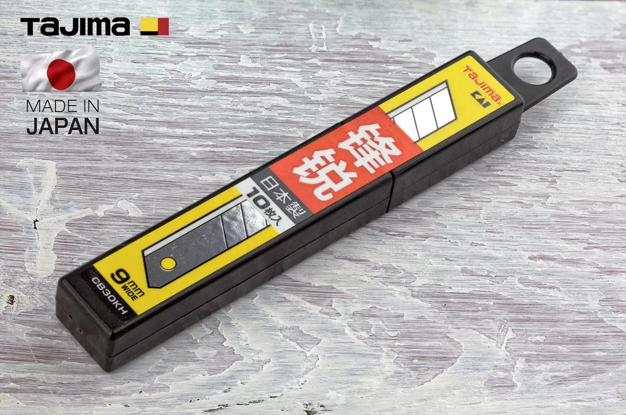 Леза змінні для канцелярського ножа 9мм TAJIMA CB30KH сегментні ультра гострі 10 шт (таджима) - 134819