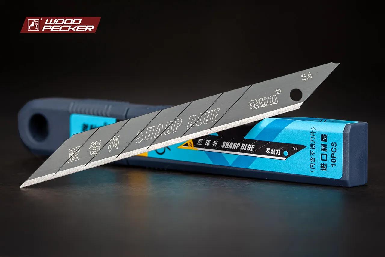 Леза для будівельного ножа 9мм чорні +1 нержавіюче кут 30 ° Woodpecker 10шт FD-BS40A - 135179