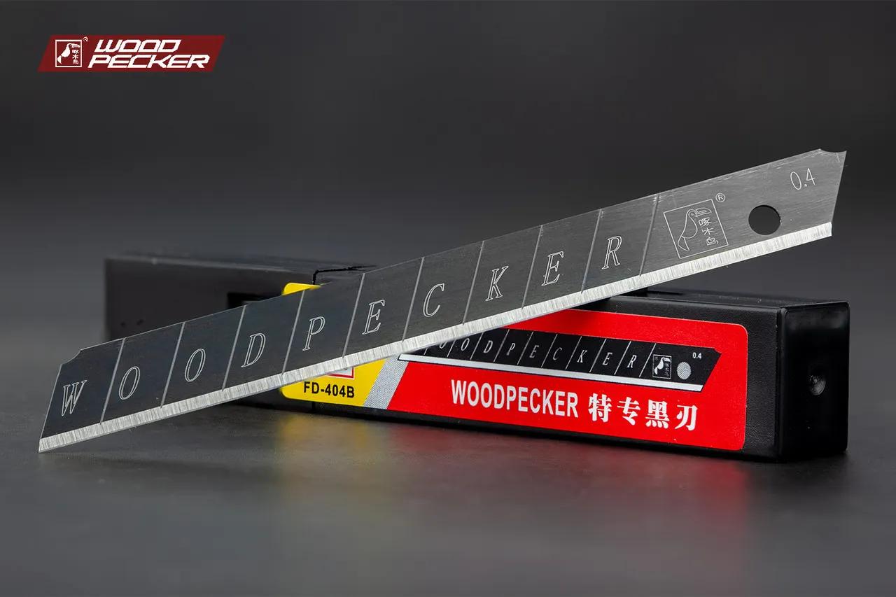 Леза для канцелярського ножа 9мм Woodpecker чорні 10шт FD-404B - 135219