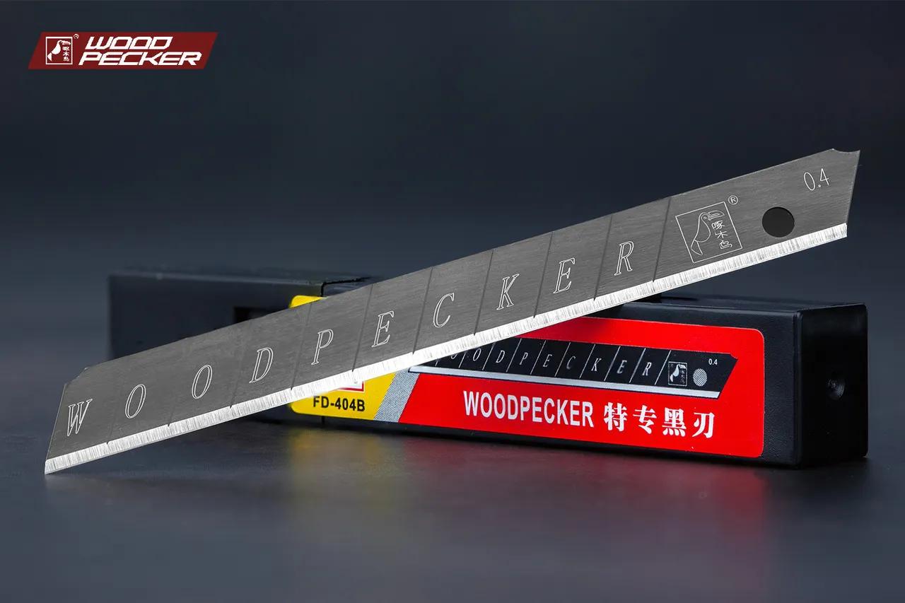 Леза для канцелярського ножа 9мм Woodpecker чорні 10шт FD-404B - 135220