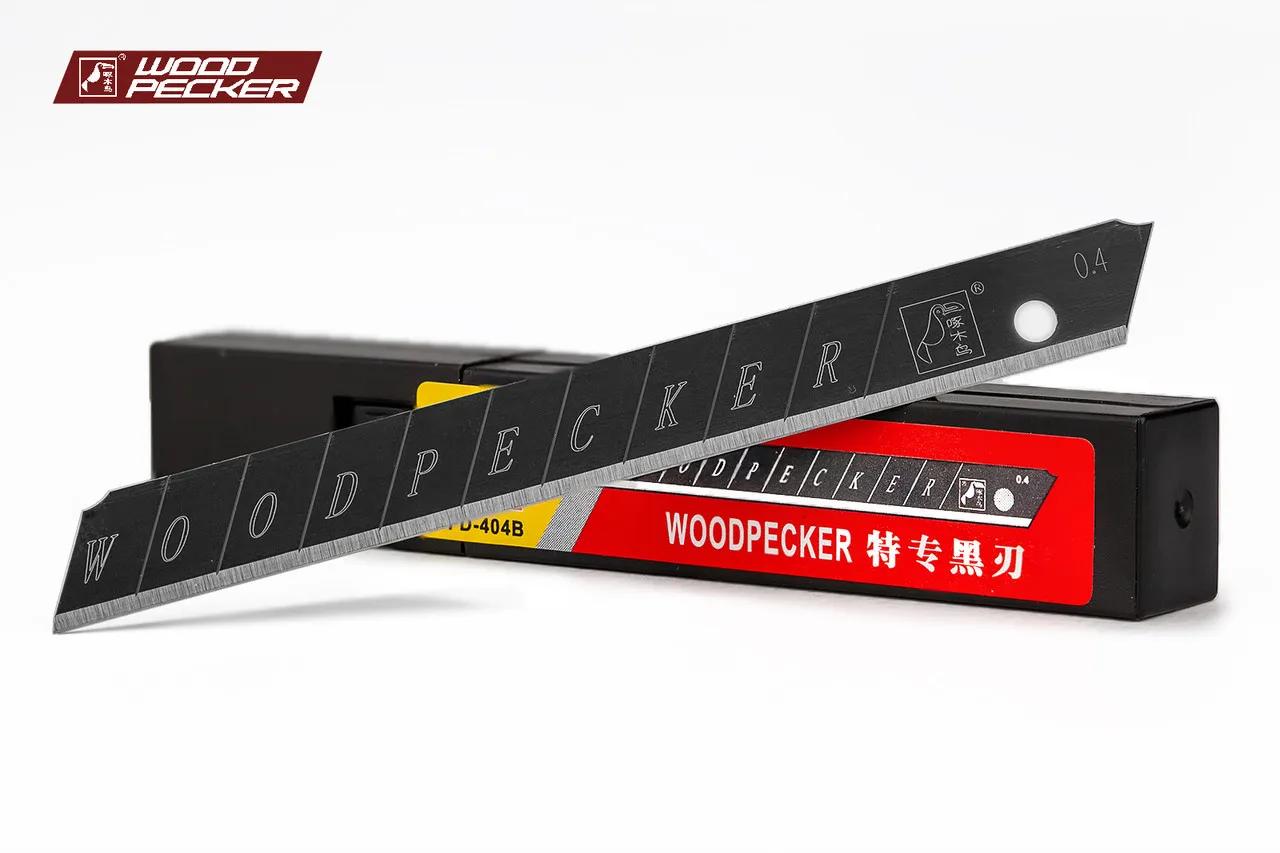 Леза для канцелярського ножа 9мм Woodpecker чорні 10шт FD-404B - 135223