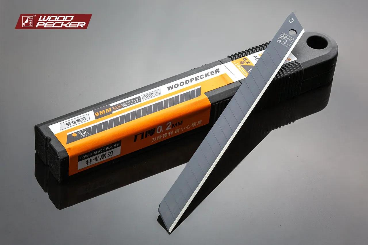 Леза для канцелярського ножа 9мм гнучкі подовжені Woodpecker чорні 10шт FD-B20 - 135248