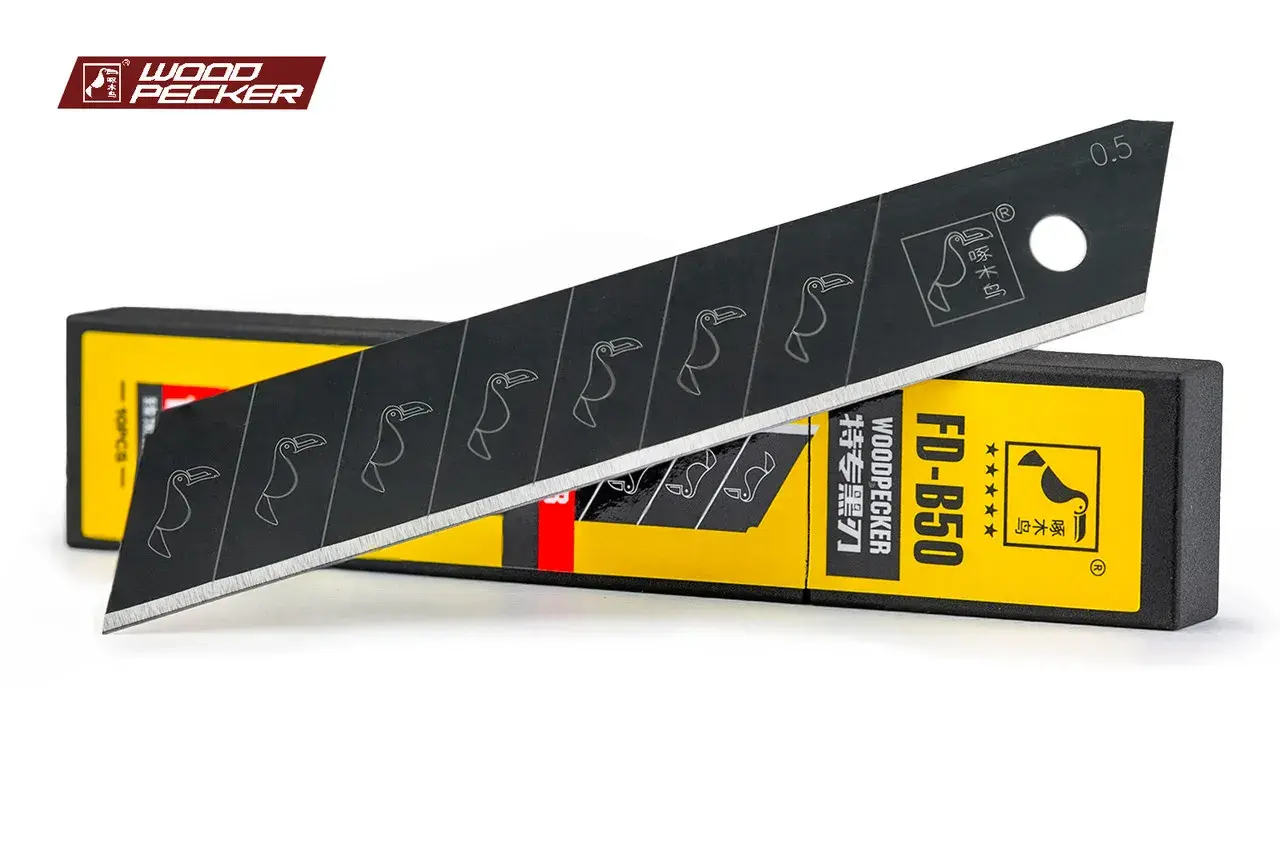 Леза для канцелярського ножа 18мм Woodpecker Premium чорні 10шт FD-B50 - 135266