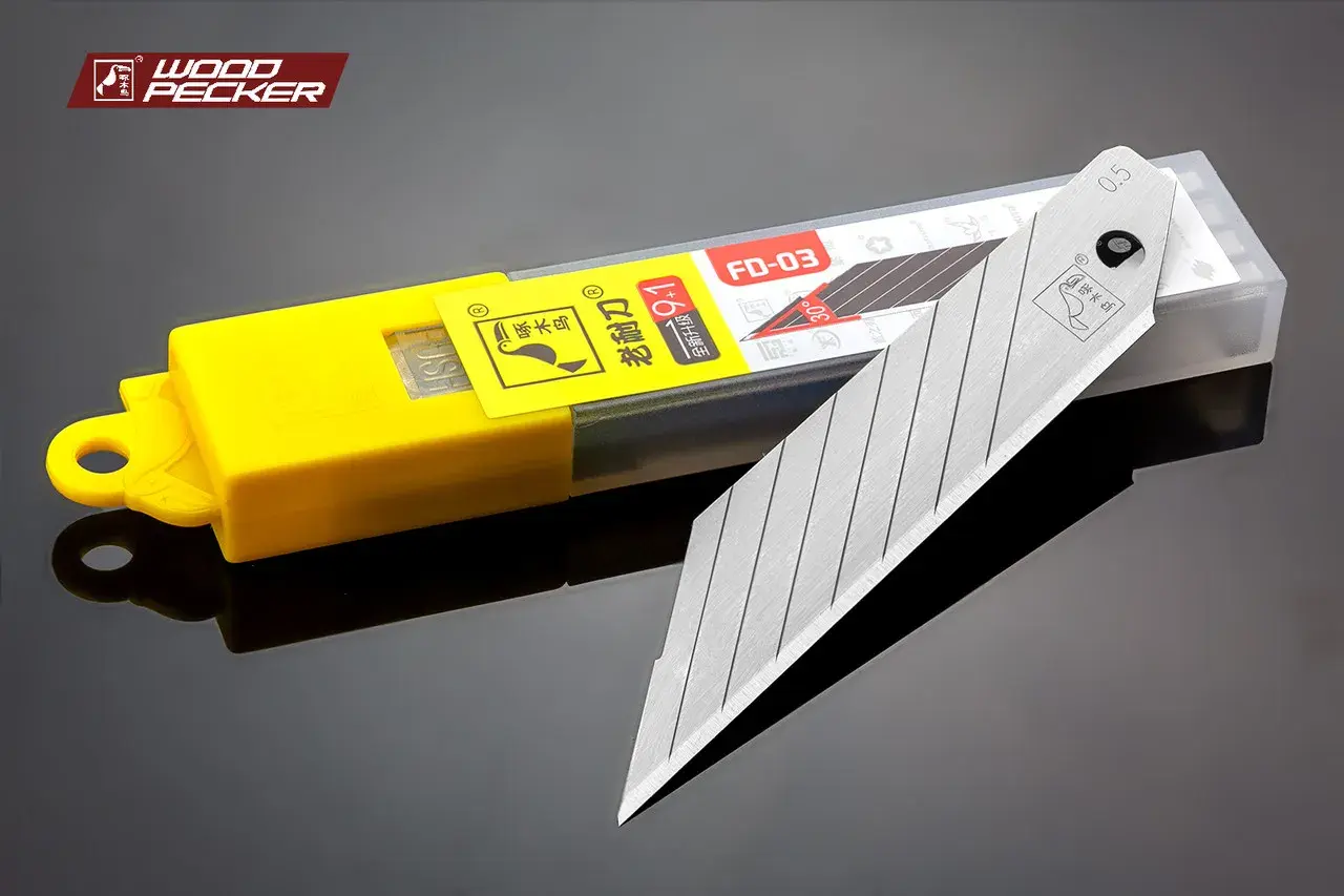 Леза для канцелярського ножа 18мм кут 30° Woodpecker сірі 10шт FD-03 - 135301
