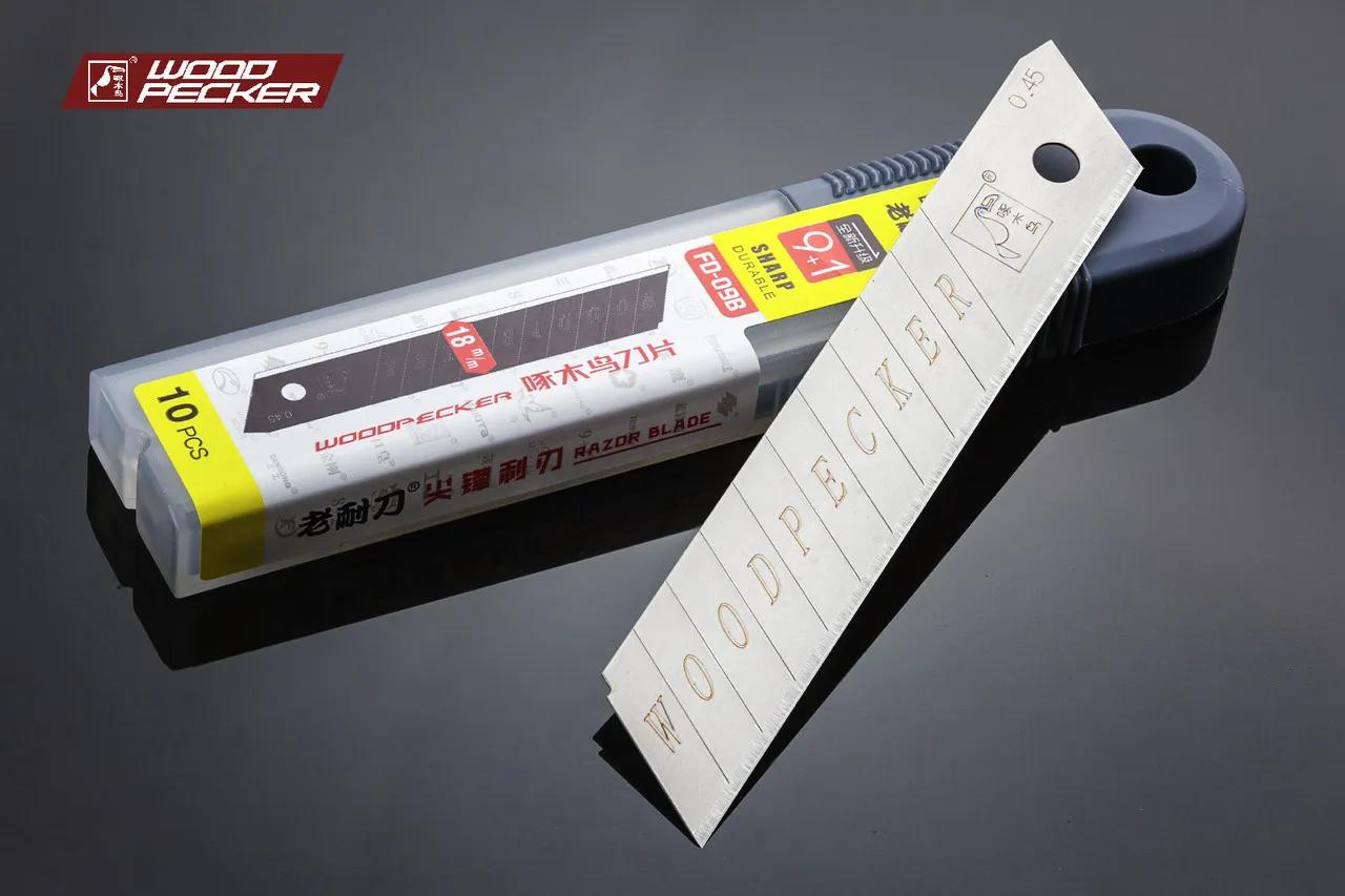 Лезвия для канцелярского ножа 18мм Woodpecker серые 10шт FD-09B - 135309