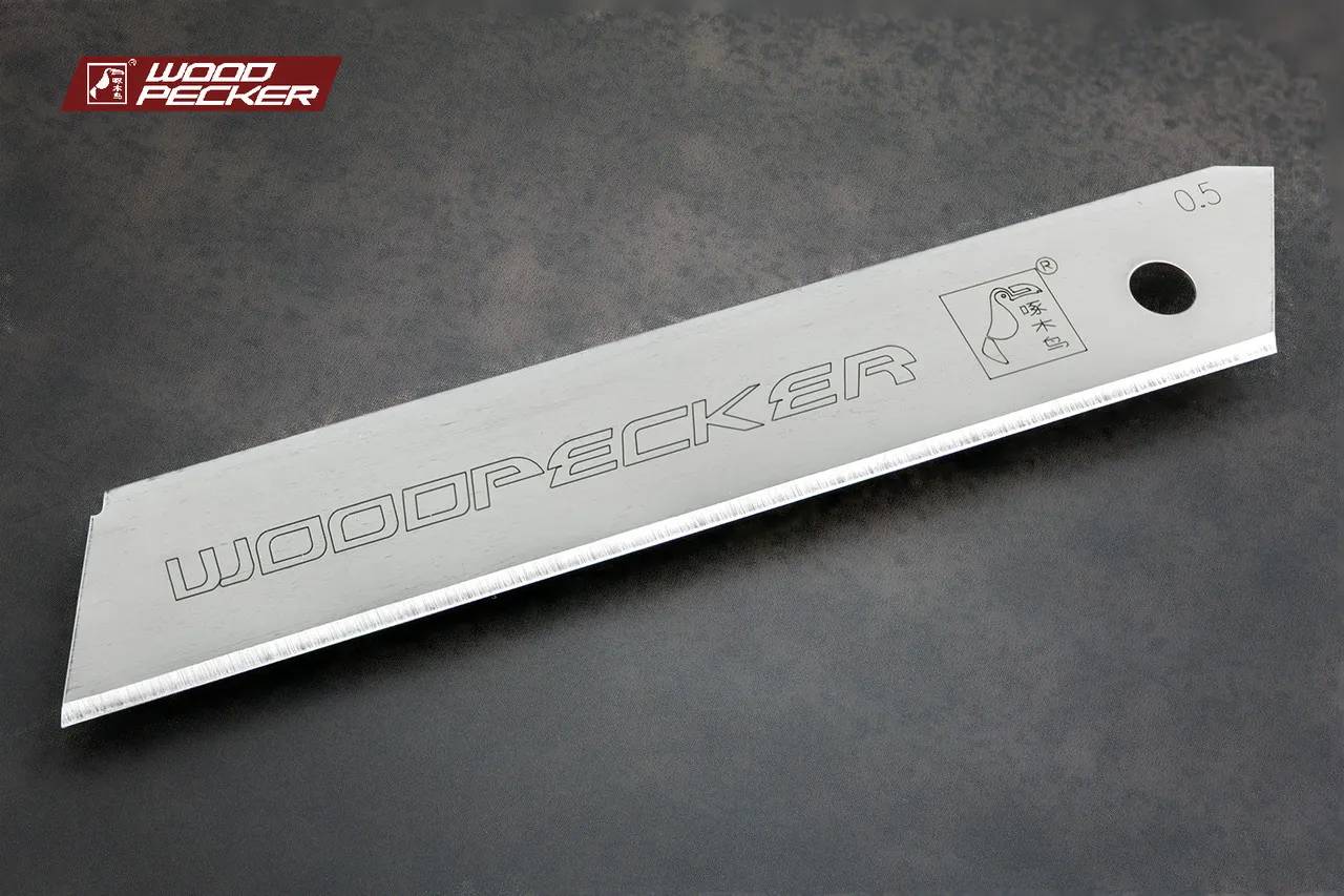 Леза для канцелярського ножа 18мм без сегментні Woodpecker сірі 10шт FD-17 - 135337