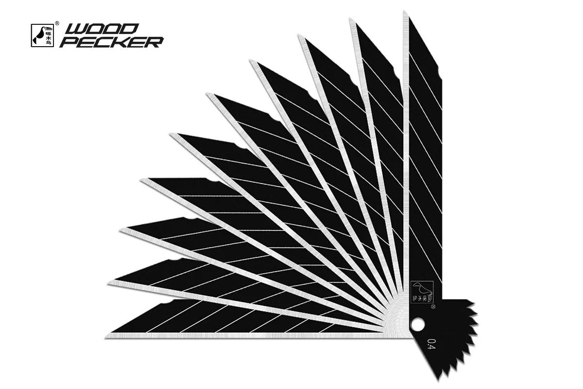 Леза для ножа 9 мм кут 30 ° Woodpecker чорні ультра гострі 100шт FD-B40A + подарунок ніж FD-712 - 135474