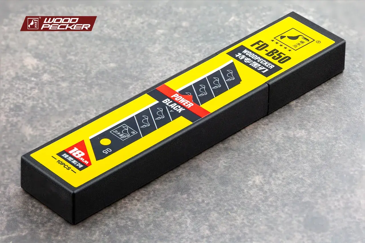 Лезвия для ножа 18мм Woodpecker Premium черные 100шт FD-B50 + подарок нож FD-785 - 135486