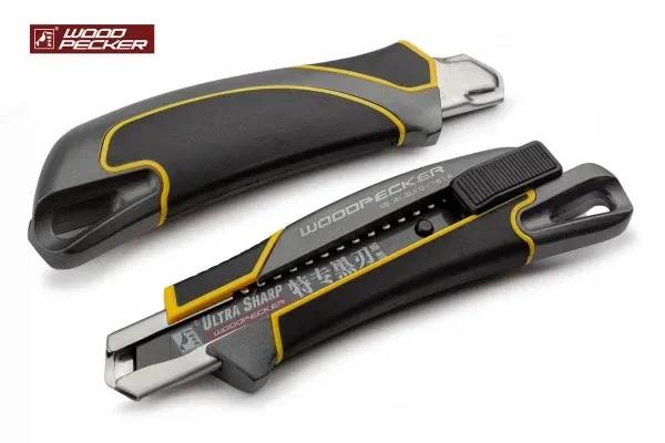 Нож строительный 18мм алюминиевая основа, автофиксатор Woodpecker FD-7814 - 135562