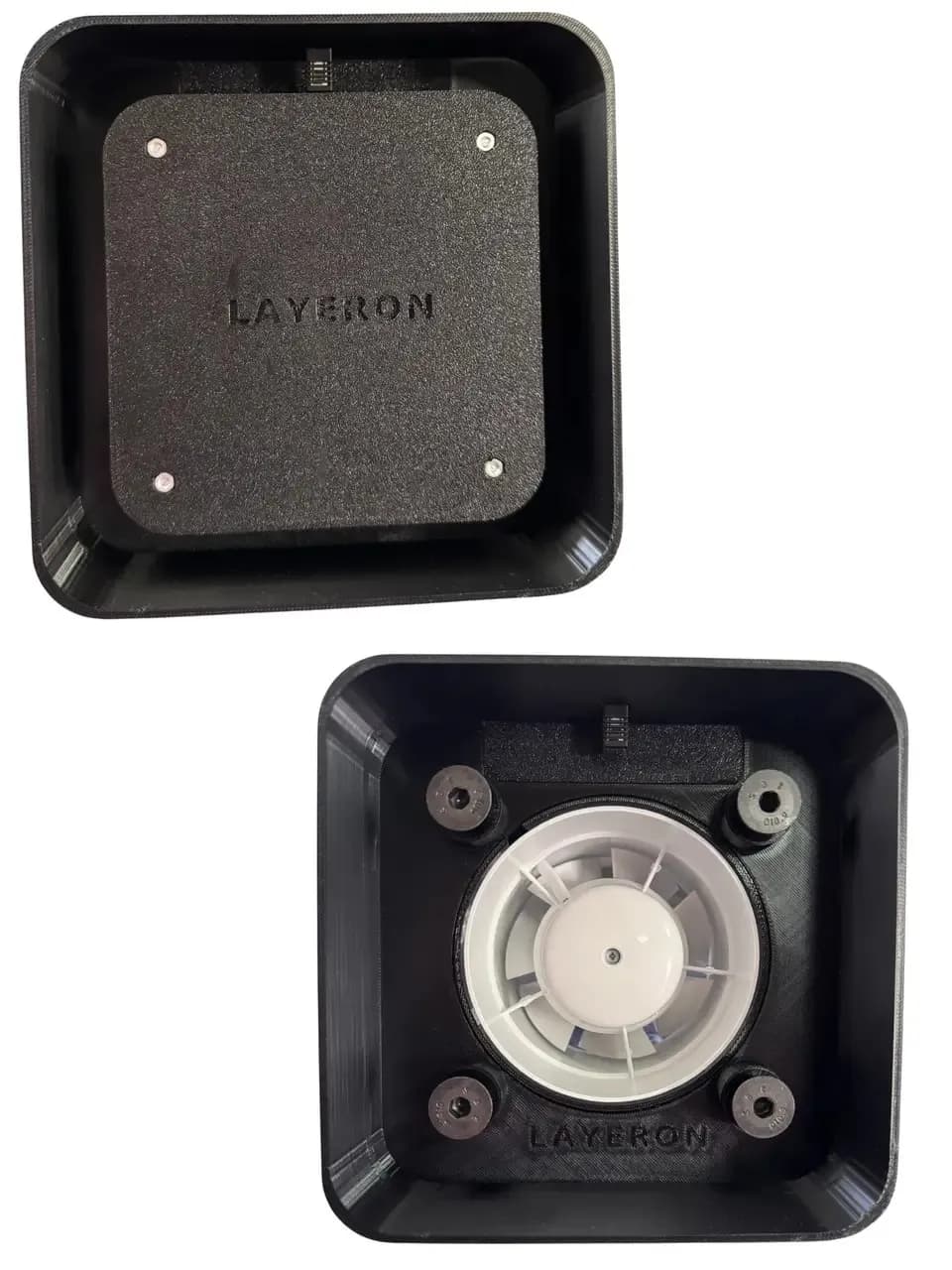 Вентилятор скрытого монтажа Layeron D100 (L0046) с датчиком влажности и таймером – 105 м³/ч, белый/черный - 712550358