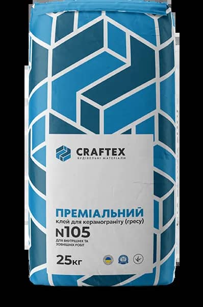 Преміальний клей для керамограніту (гресу) CRAFTEX N105, 25кг - 139344