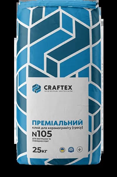 Премиальный клей для керамогранита (гресса) CRAFTEX N105, 25кг - 687822582