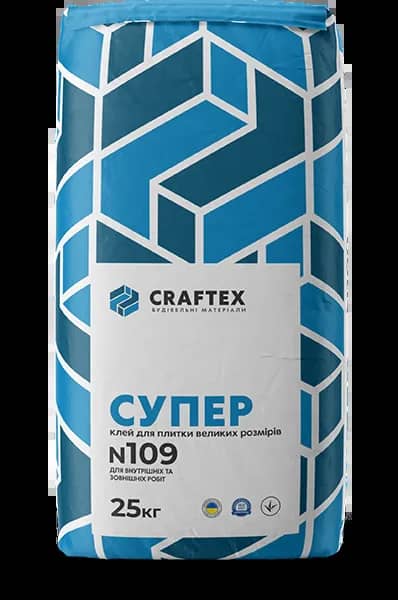 Супер клей для плитки великих розмірів CRAFTEX N109, 25кг - 139345