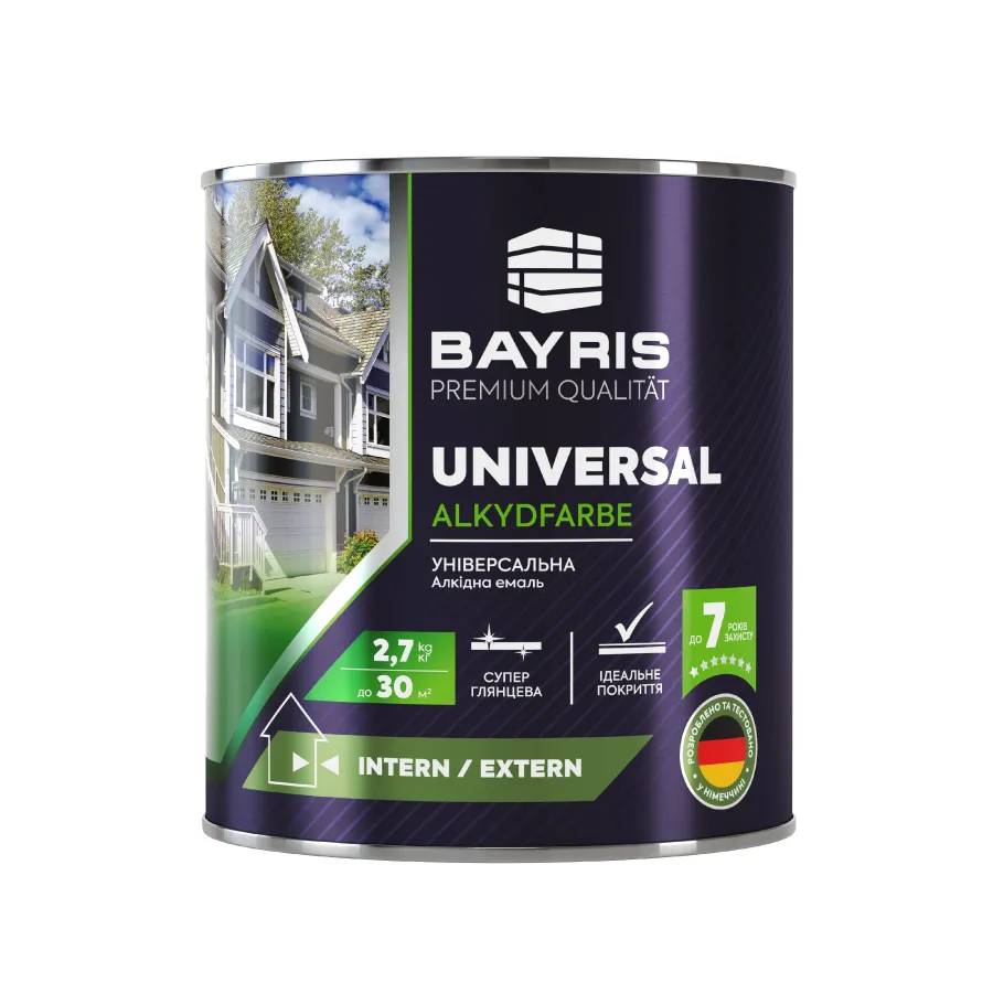 Емаль універсальна алкідна ""BAYRIS"" 2,7 л. яскраво-зелена - 139399