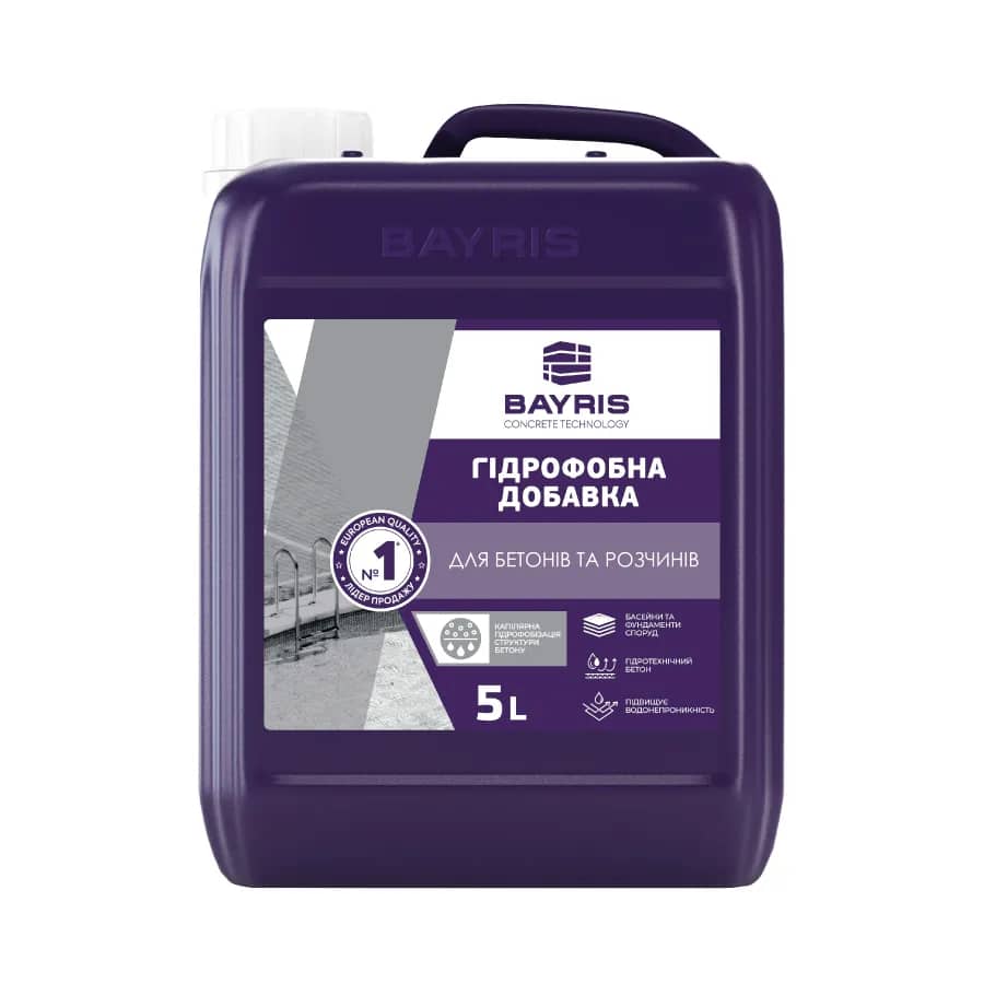 ГІДРОФОБНА ДОБАВКА ДЛЯ БЕТОНІВ ТА РОЗЧИНІВ BAYRIS 1 л - 174497