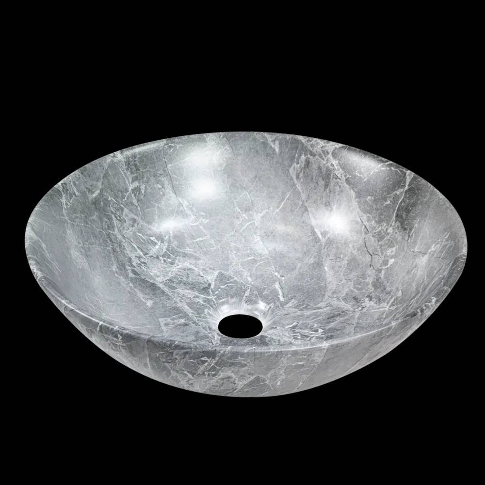 Раковина накладна, кругла 40 см Dokos,сіра, мармуровий ефект, CE-19-707 - 174630