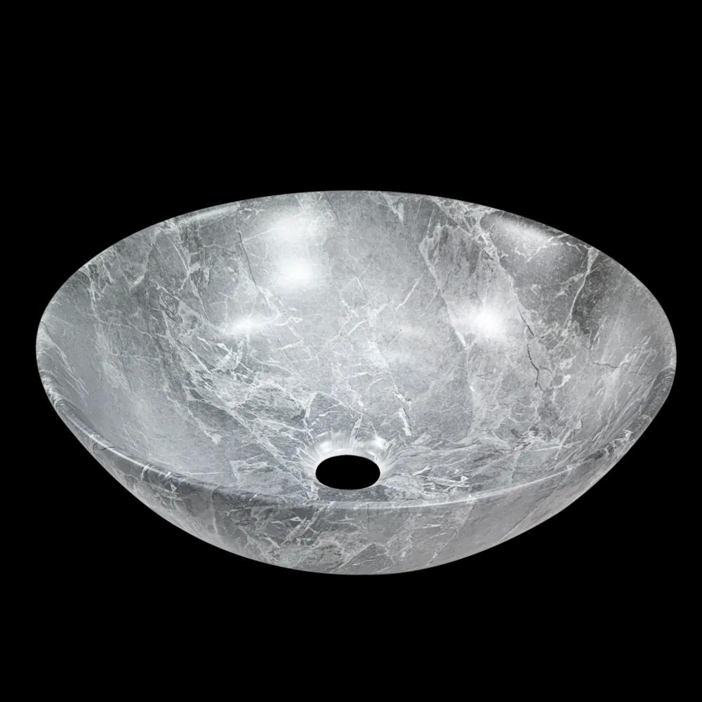 Раковина накладная, круглая 40 см Dokos, серая, мраморный эффект, CE-19-707 - 174630